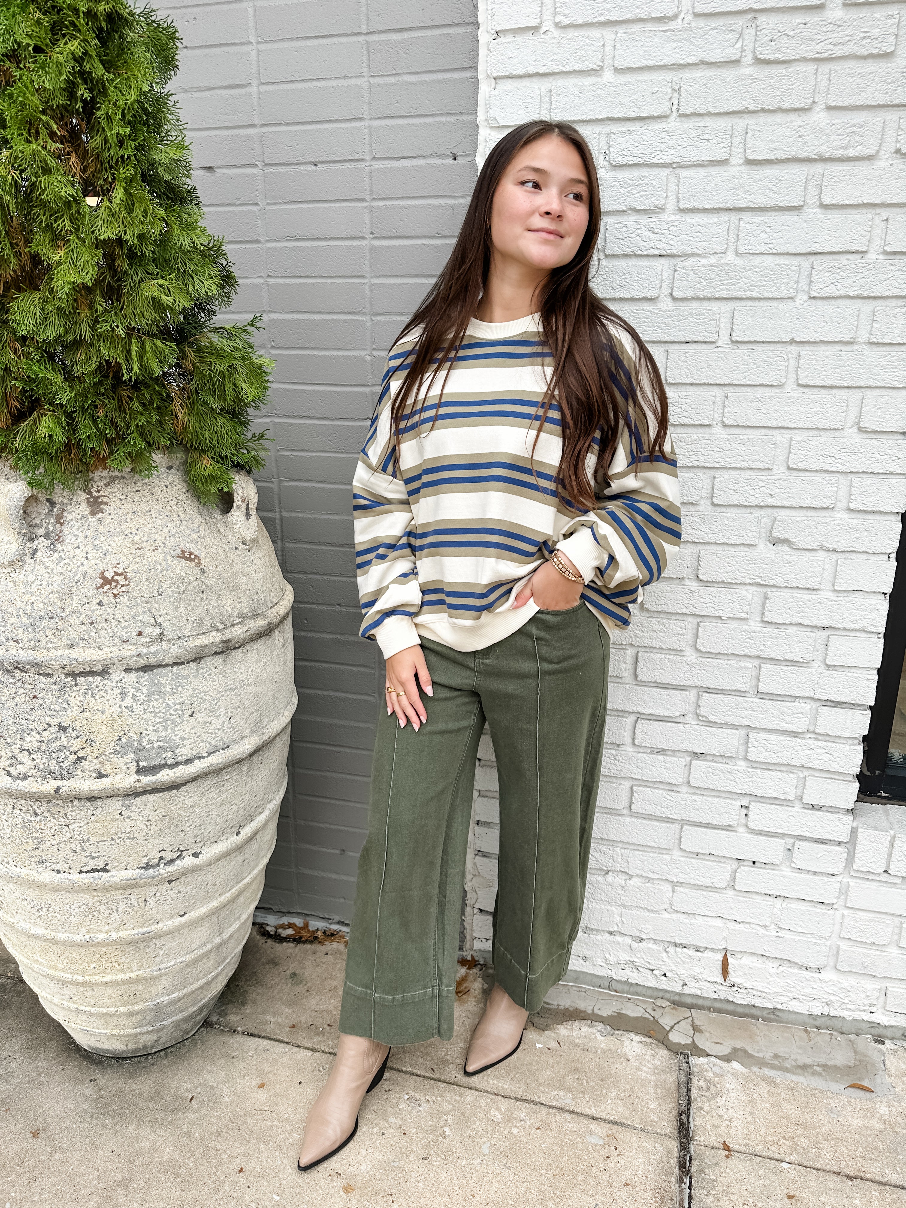 Oversized Stripe Sweatshirt