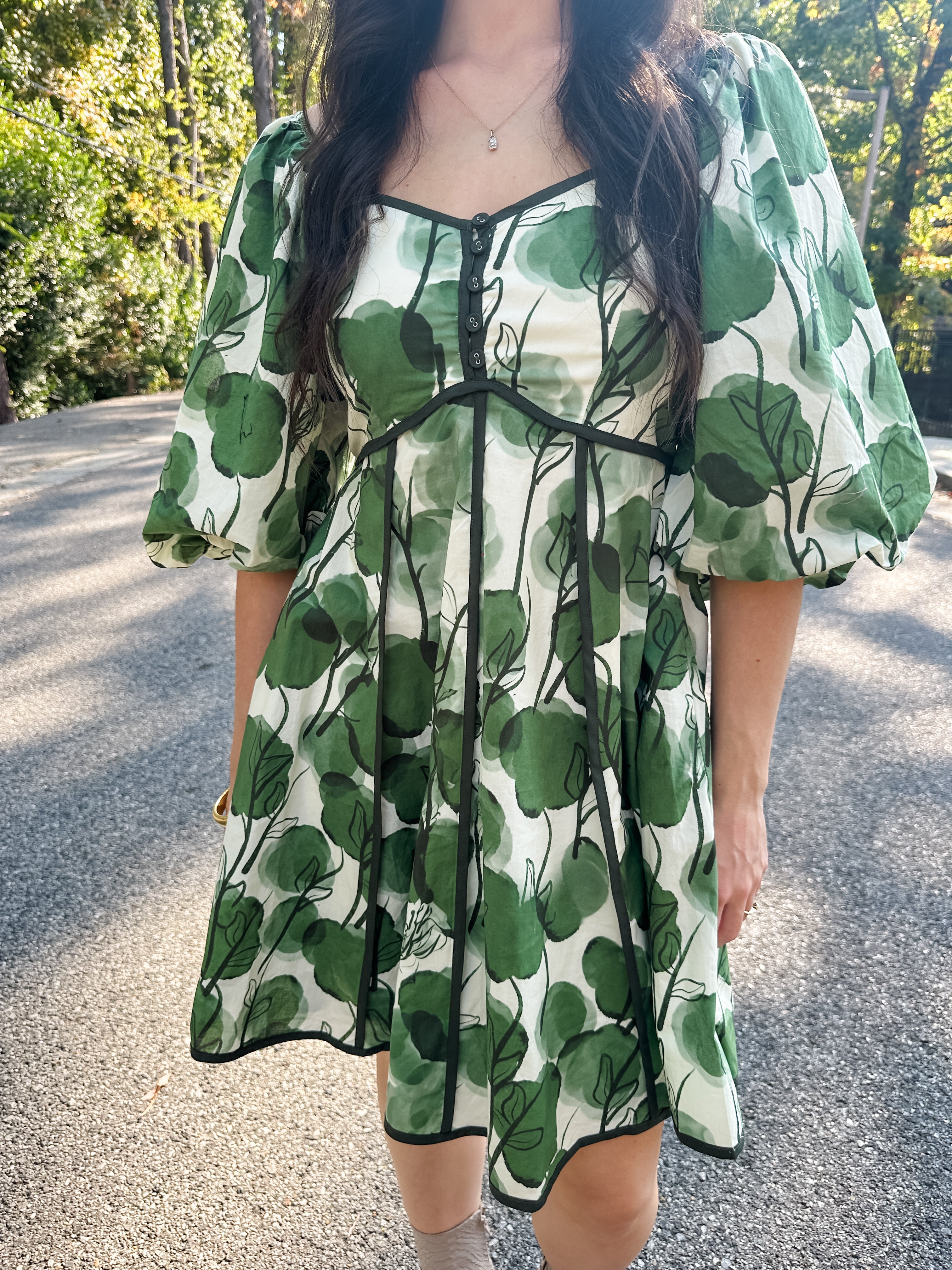 Watercolor Puff Sleeve Dress