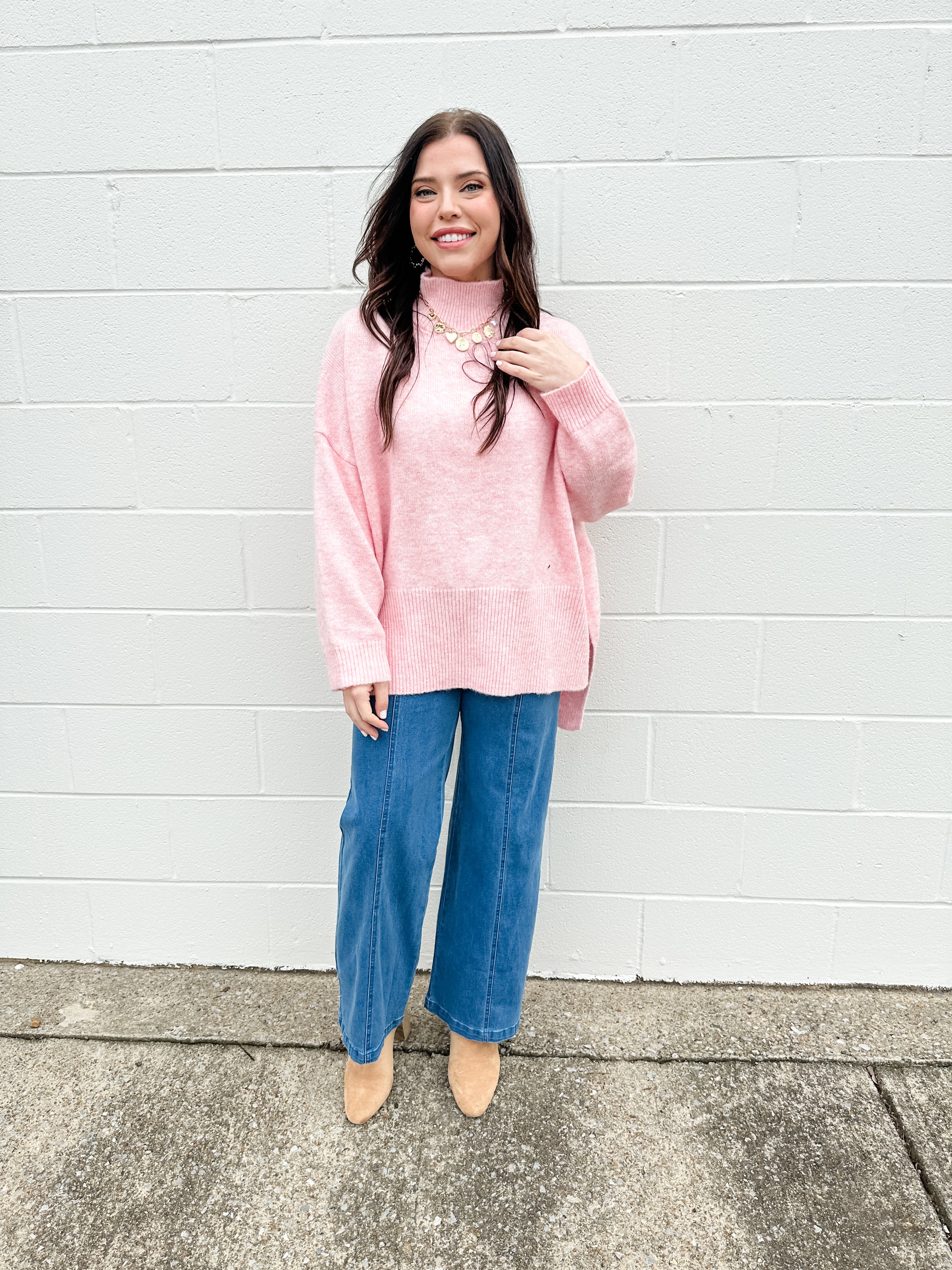 Mock Neck Tunic Sweater