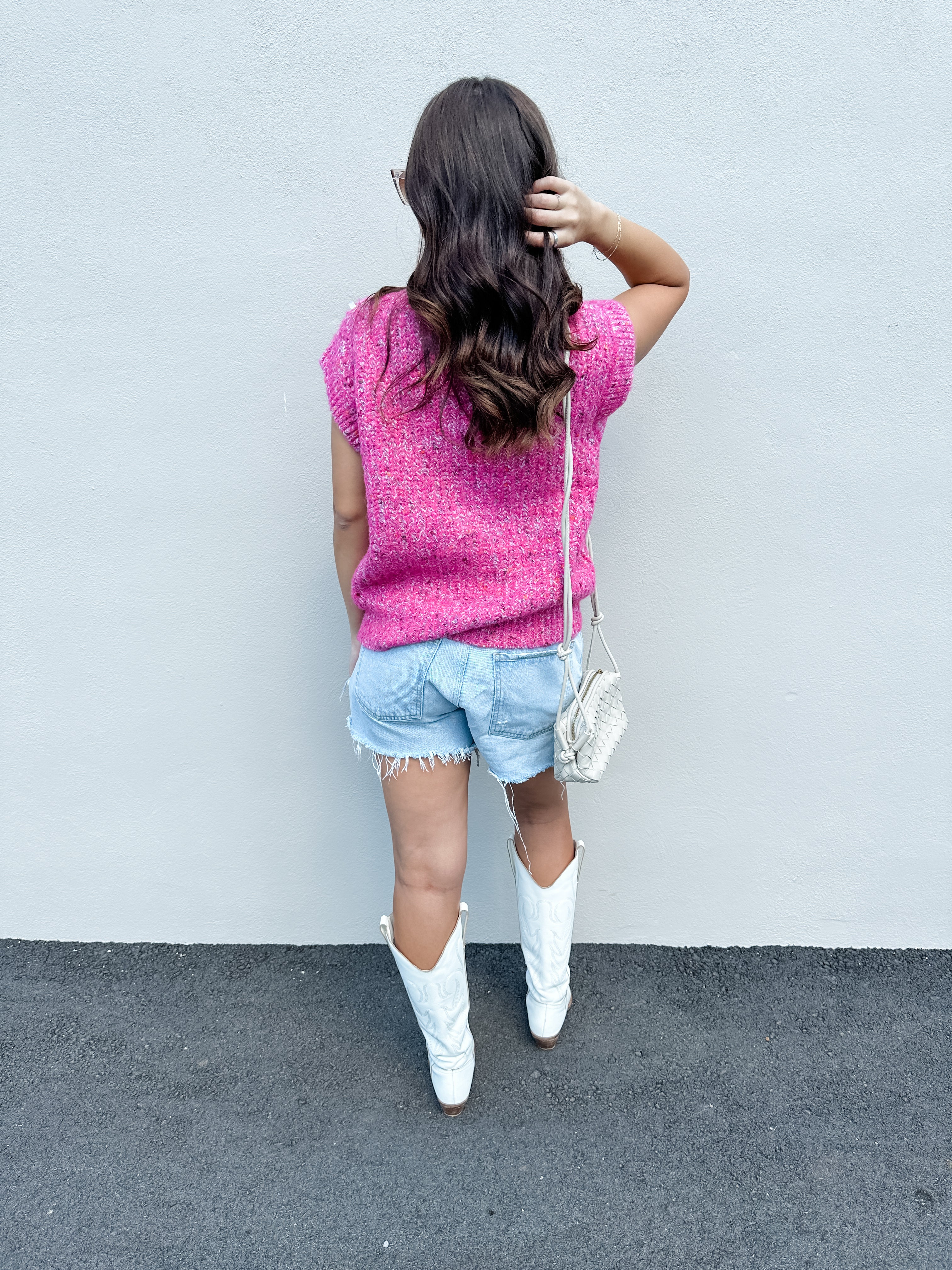 Hot Pink Heathered Sweater Vest