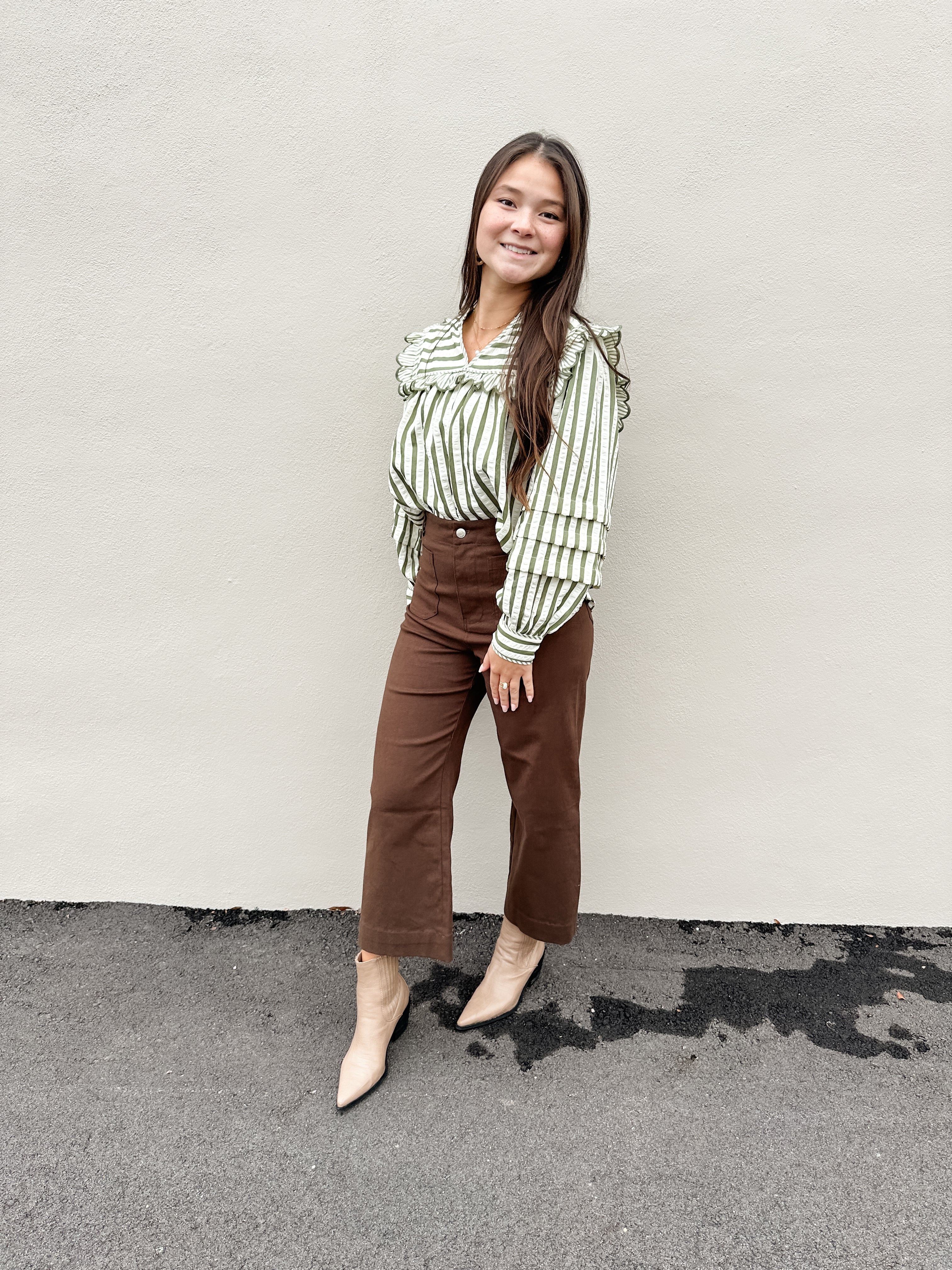 Striped Bib Collar Top