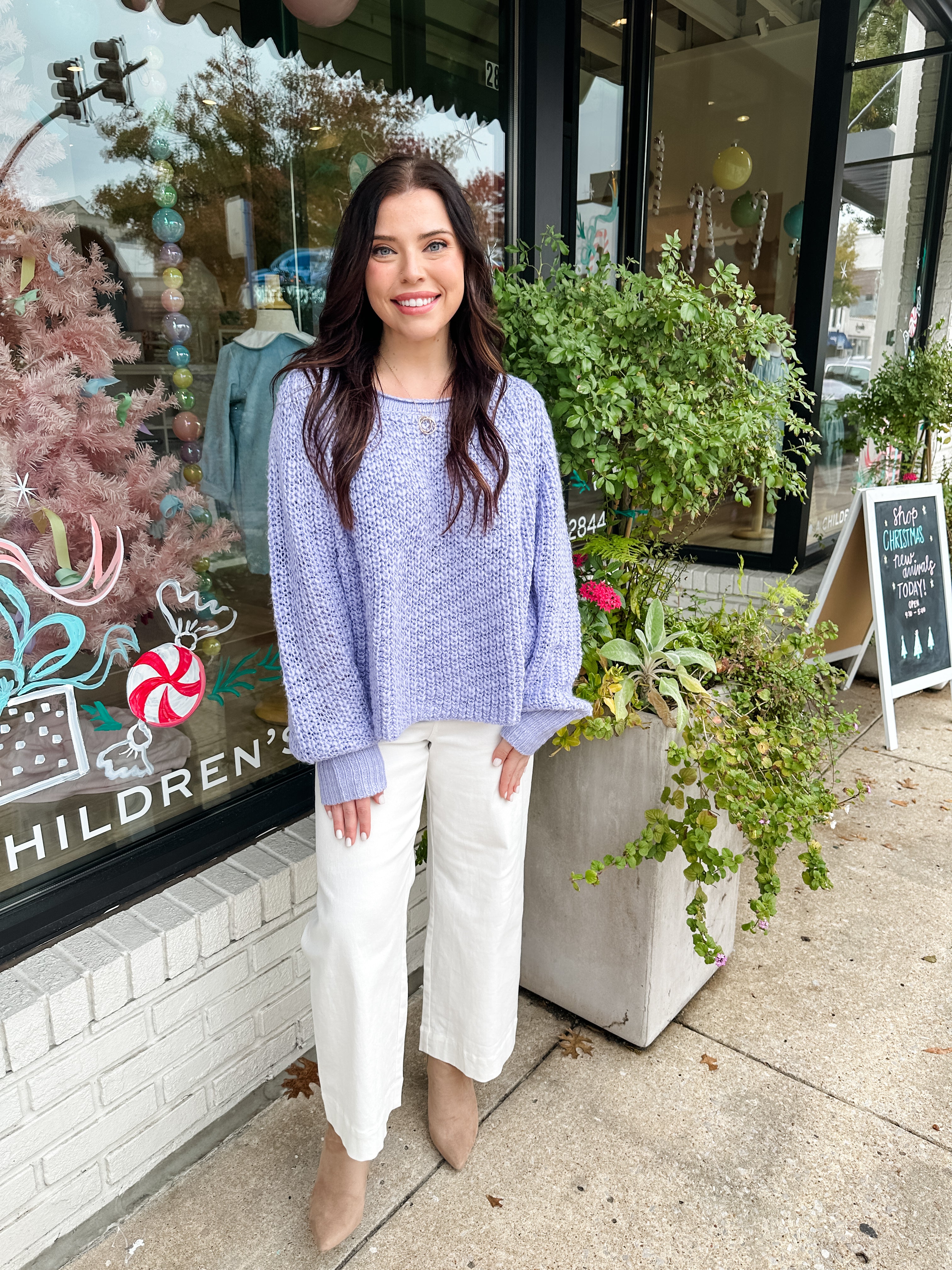 Open Weave Scoop Neck Sweater