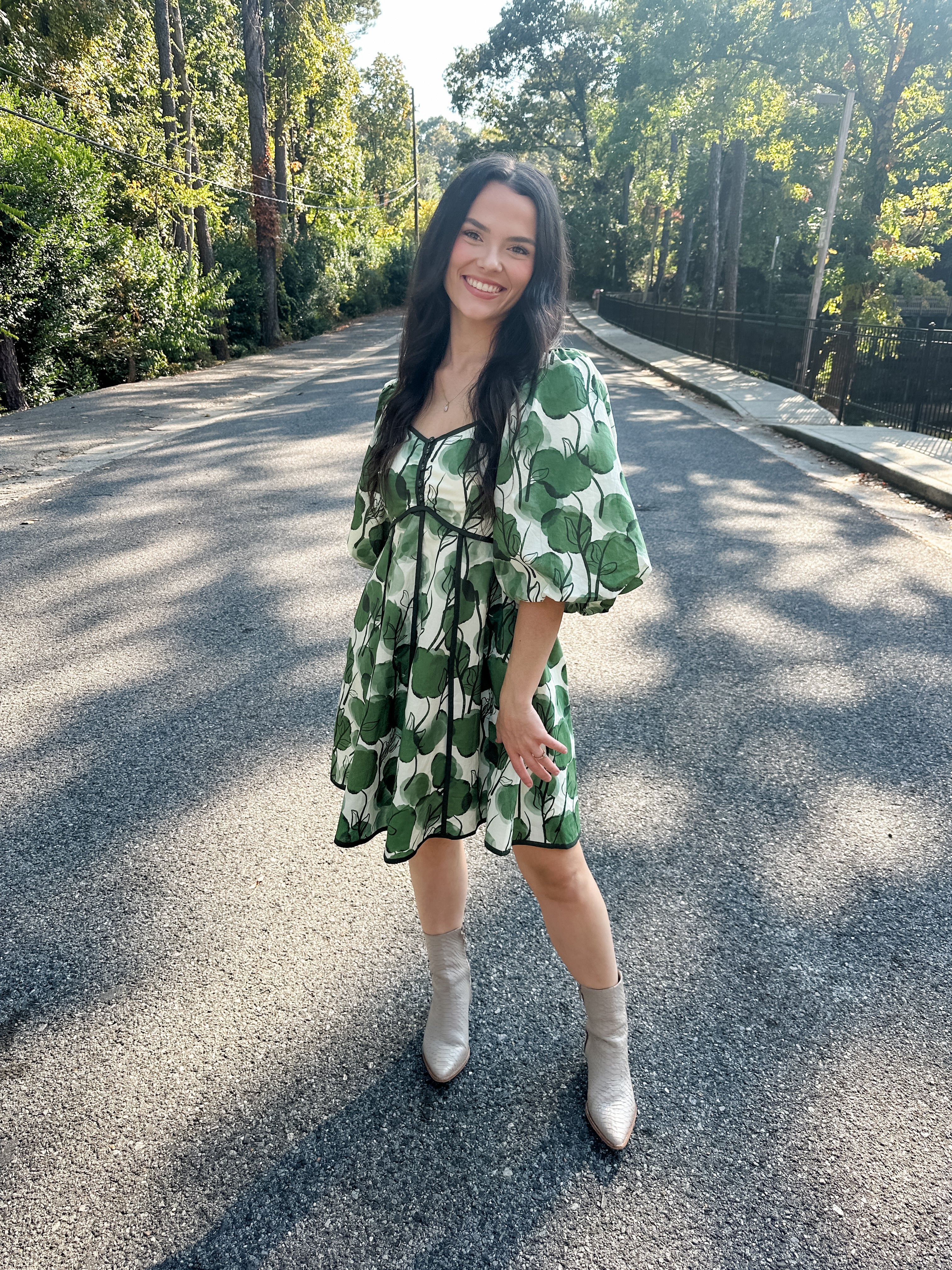 Watercolor Puff Sleeve Dress