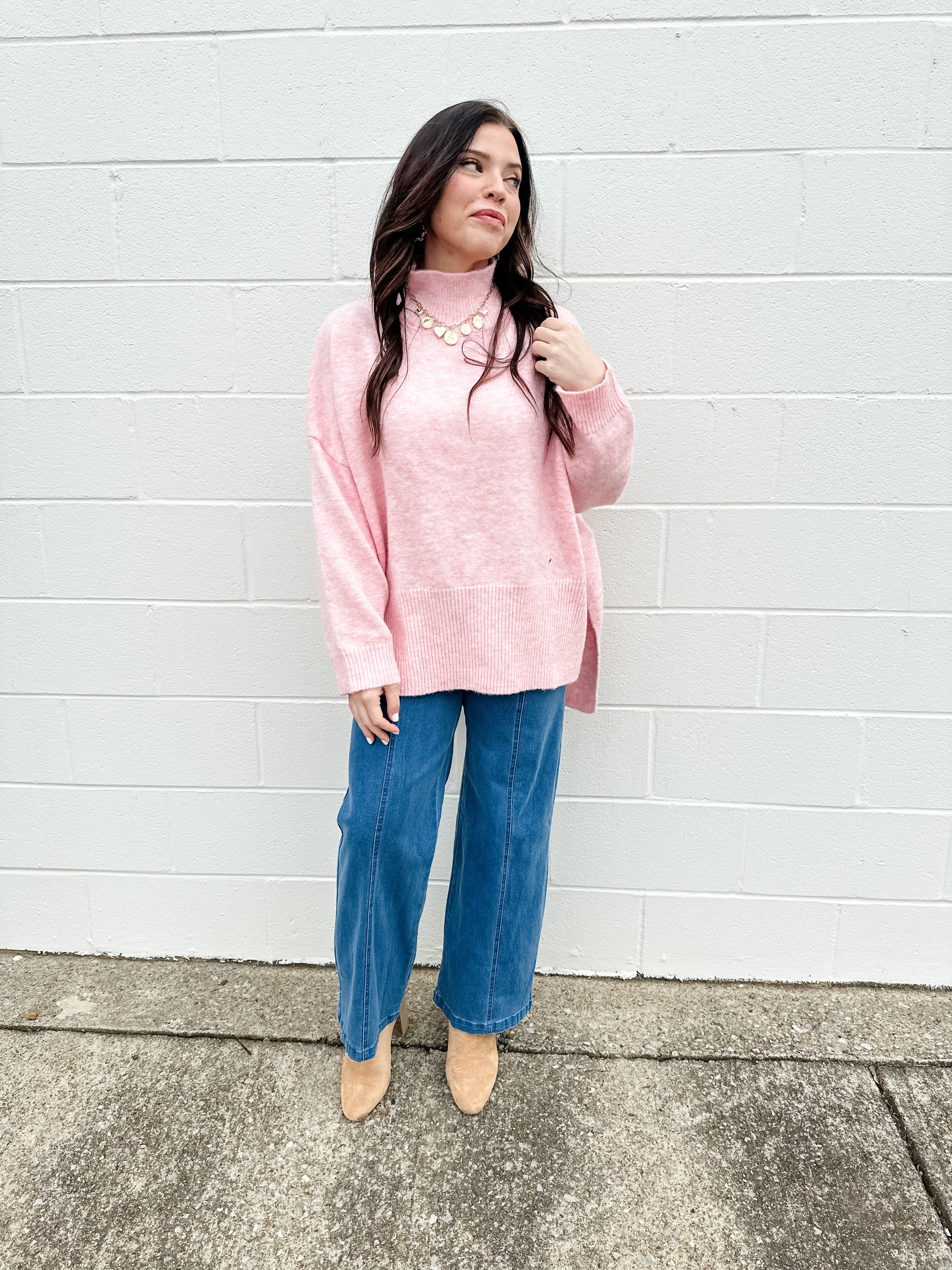 Mock Neck Tunic Sweater