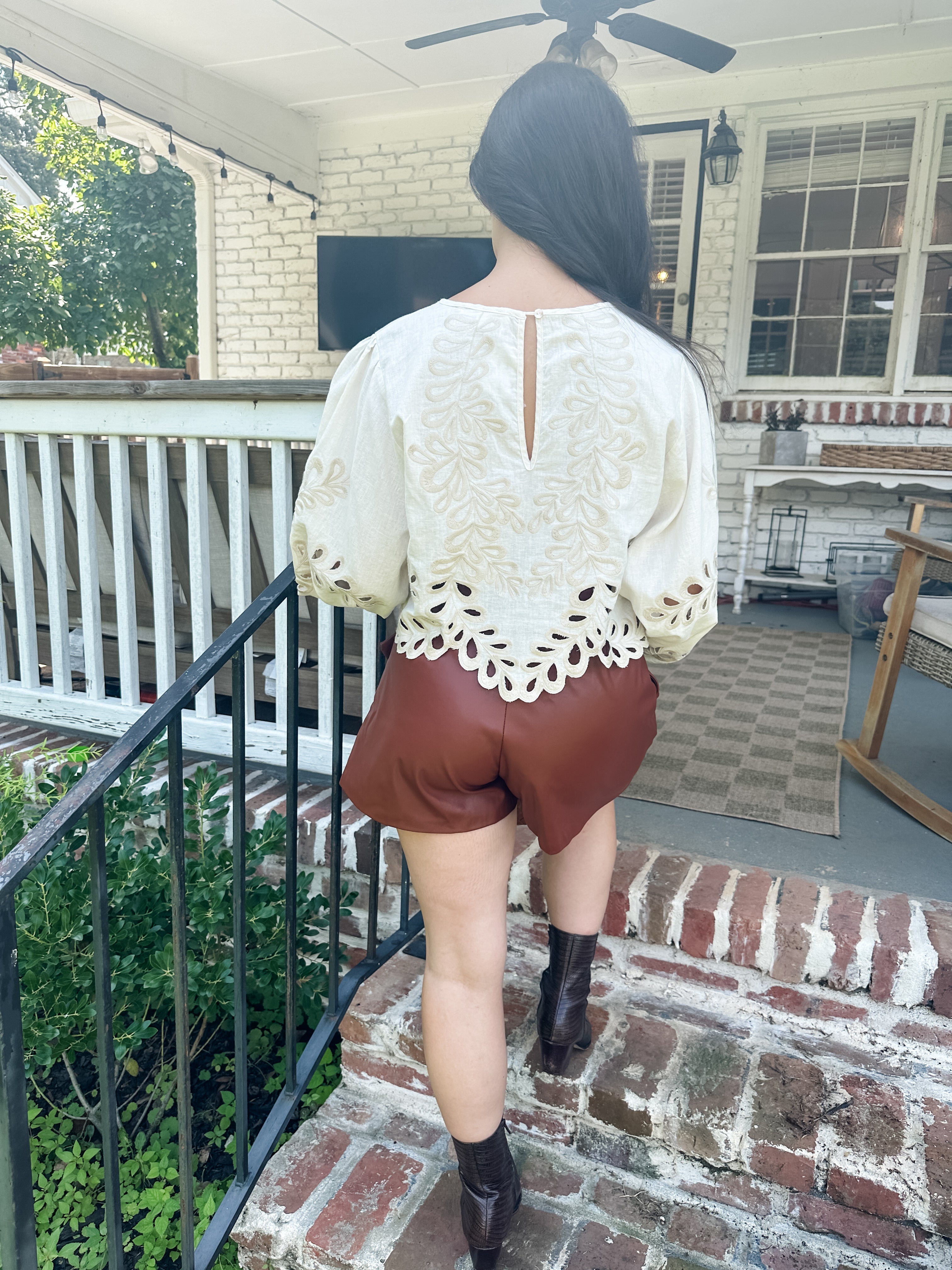 Embroidered Eyelet Top