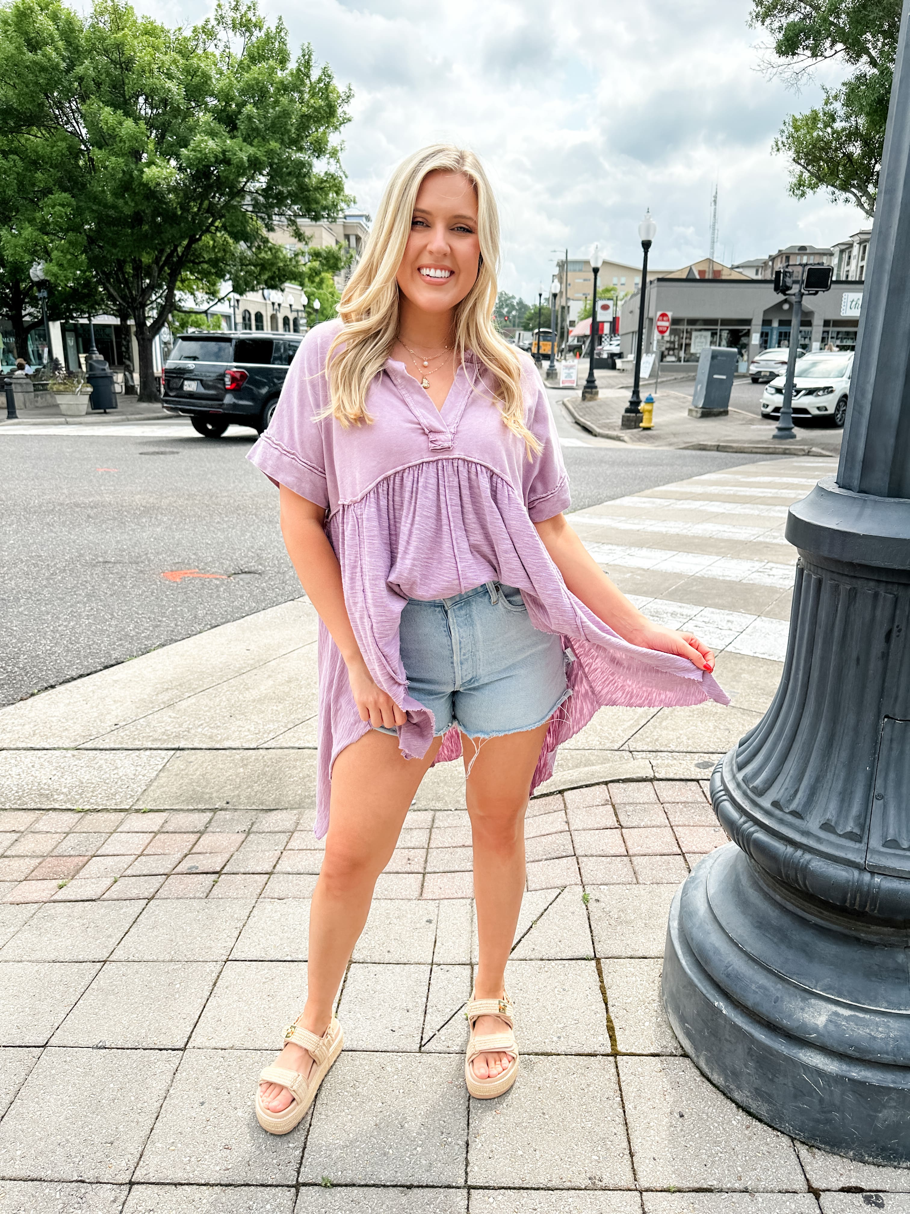 Mineral Wash Babydoll Top