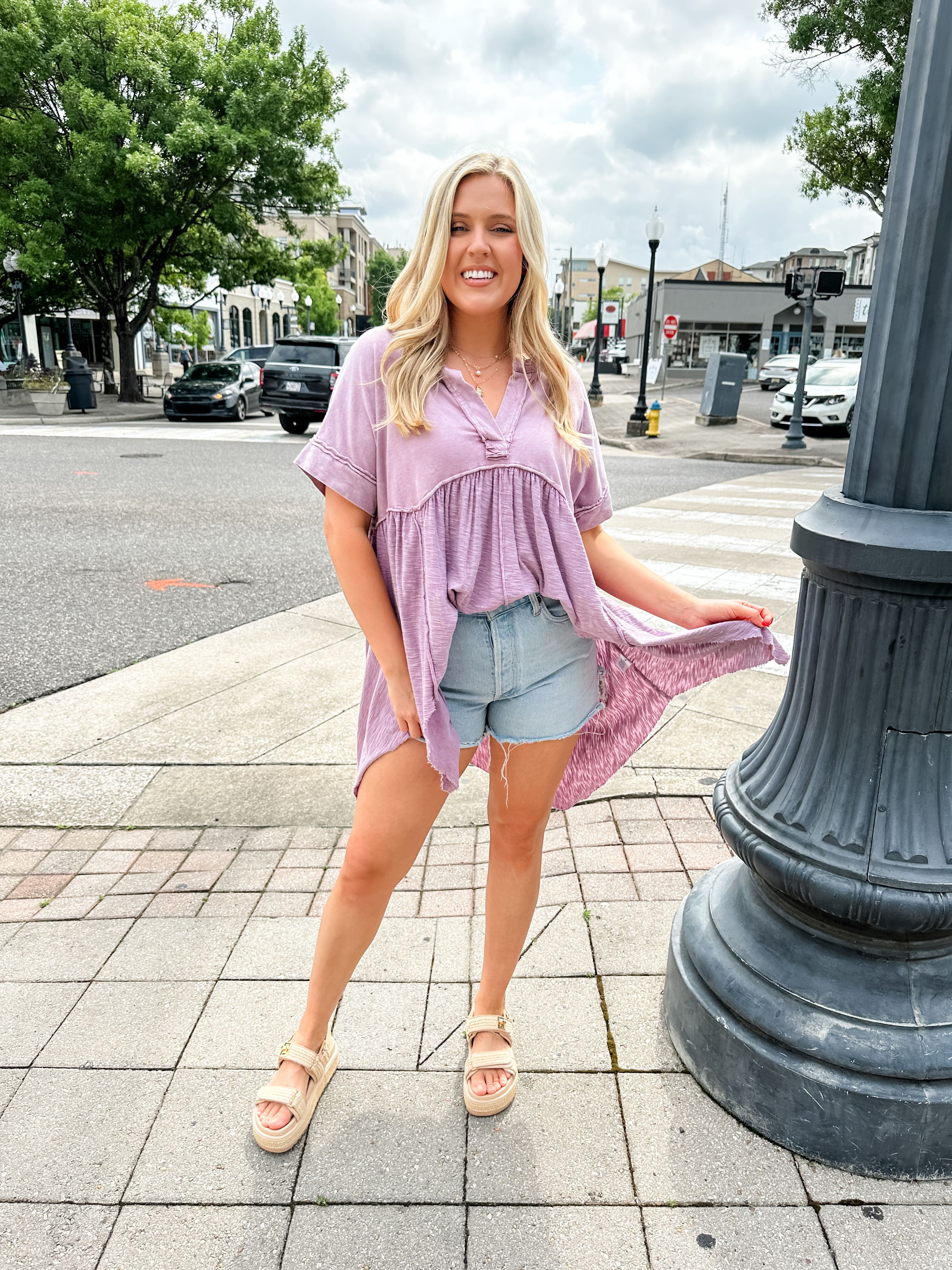 Mineral Wash Babydoll Top