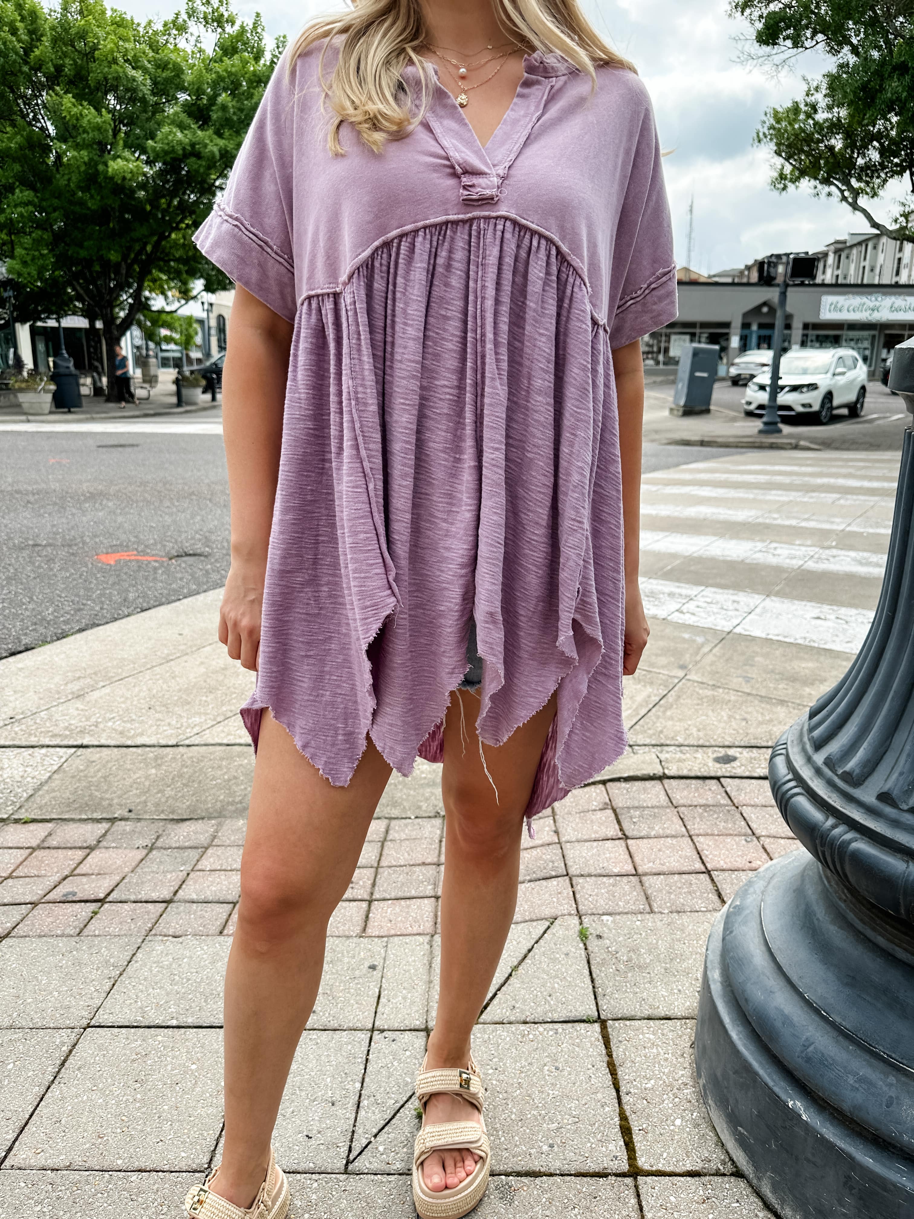 Mineral Wash Babydoll Top