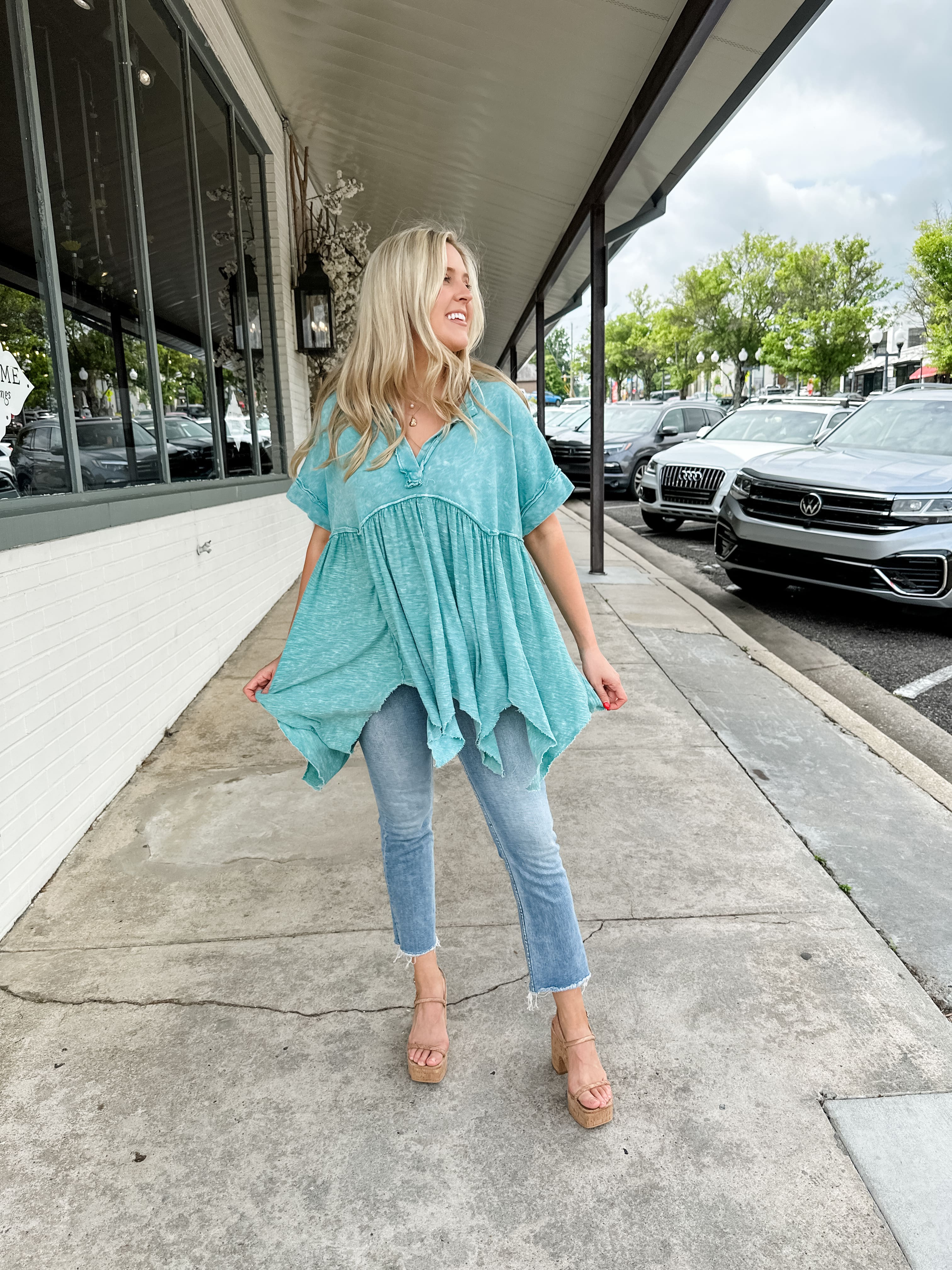 Mineral Wash Babydoll Top