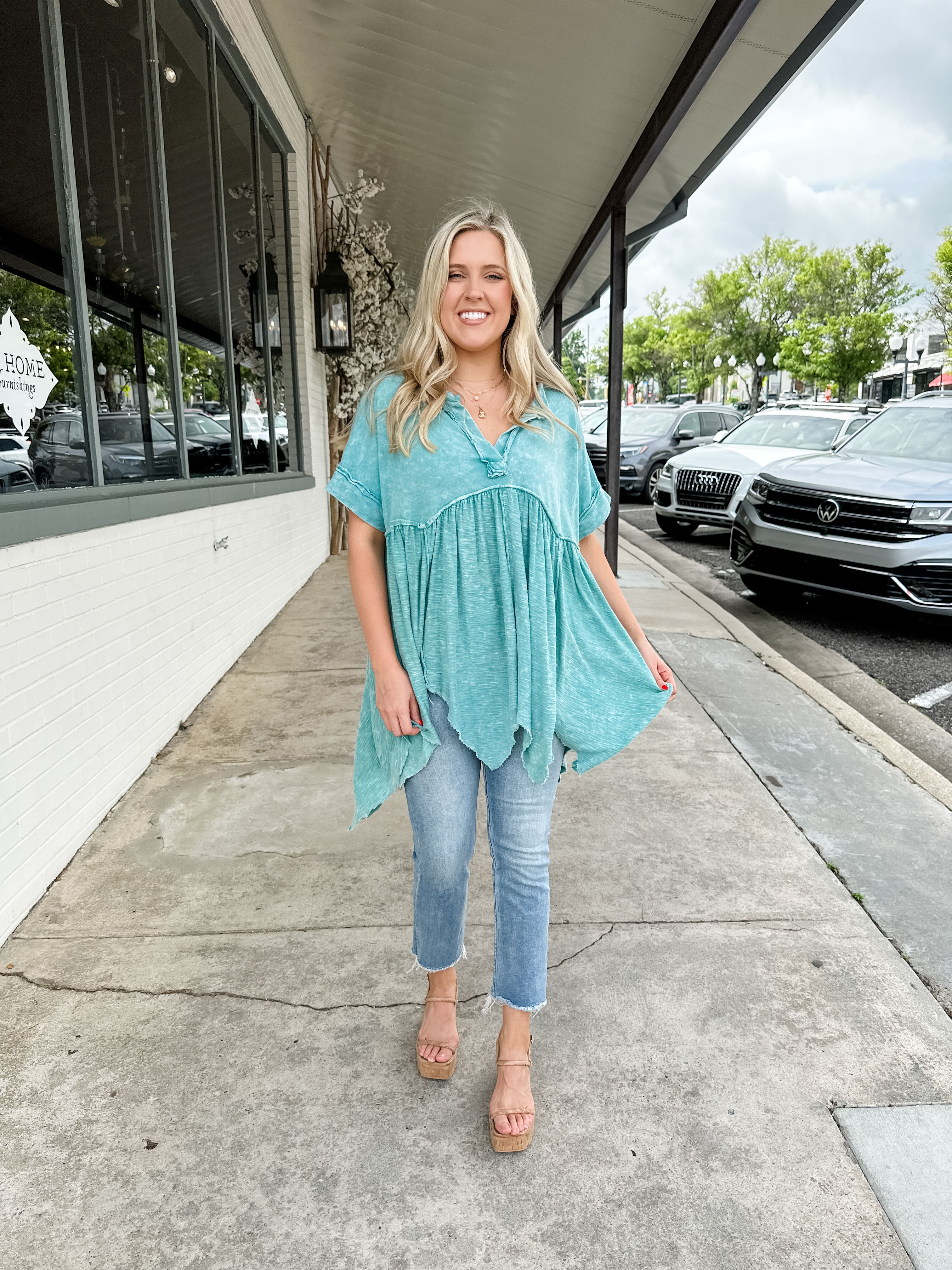 Mineral Wash Babydoll Top