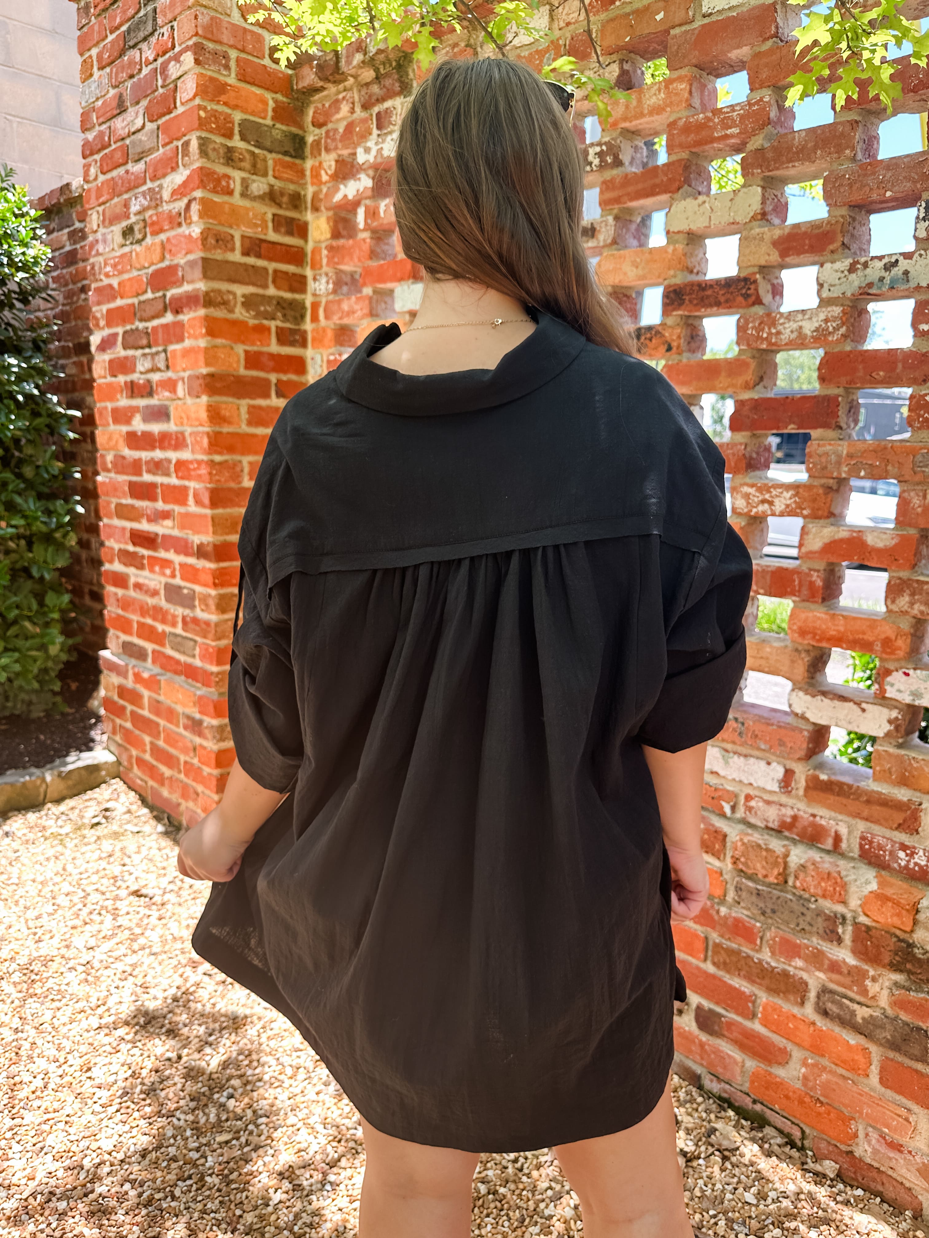 Button Down Ruffle Tunic Dress