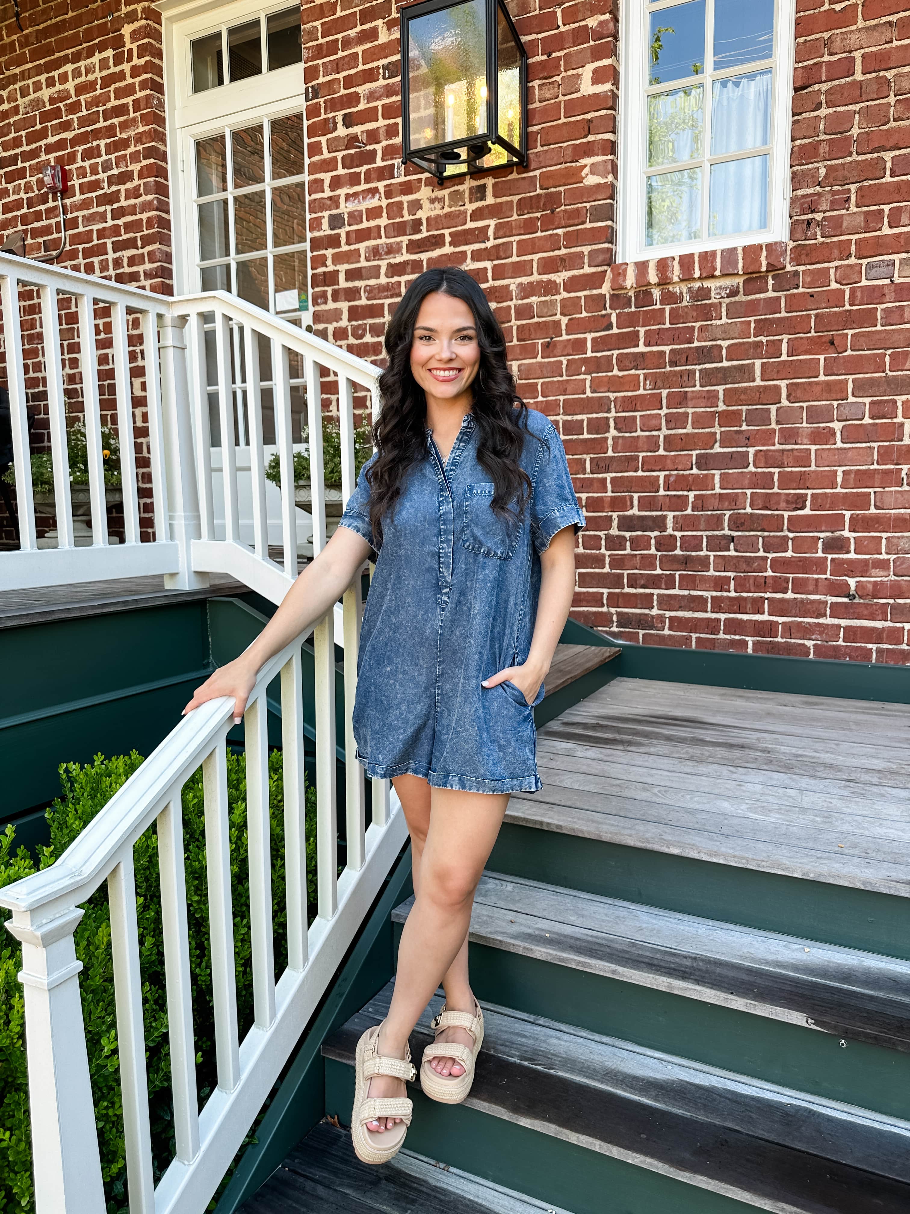 Collared Denim Romper