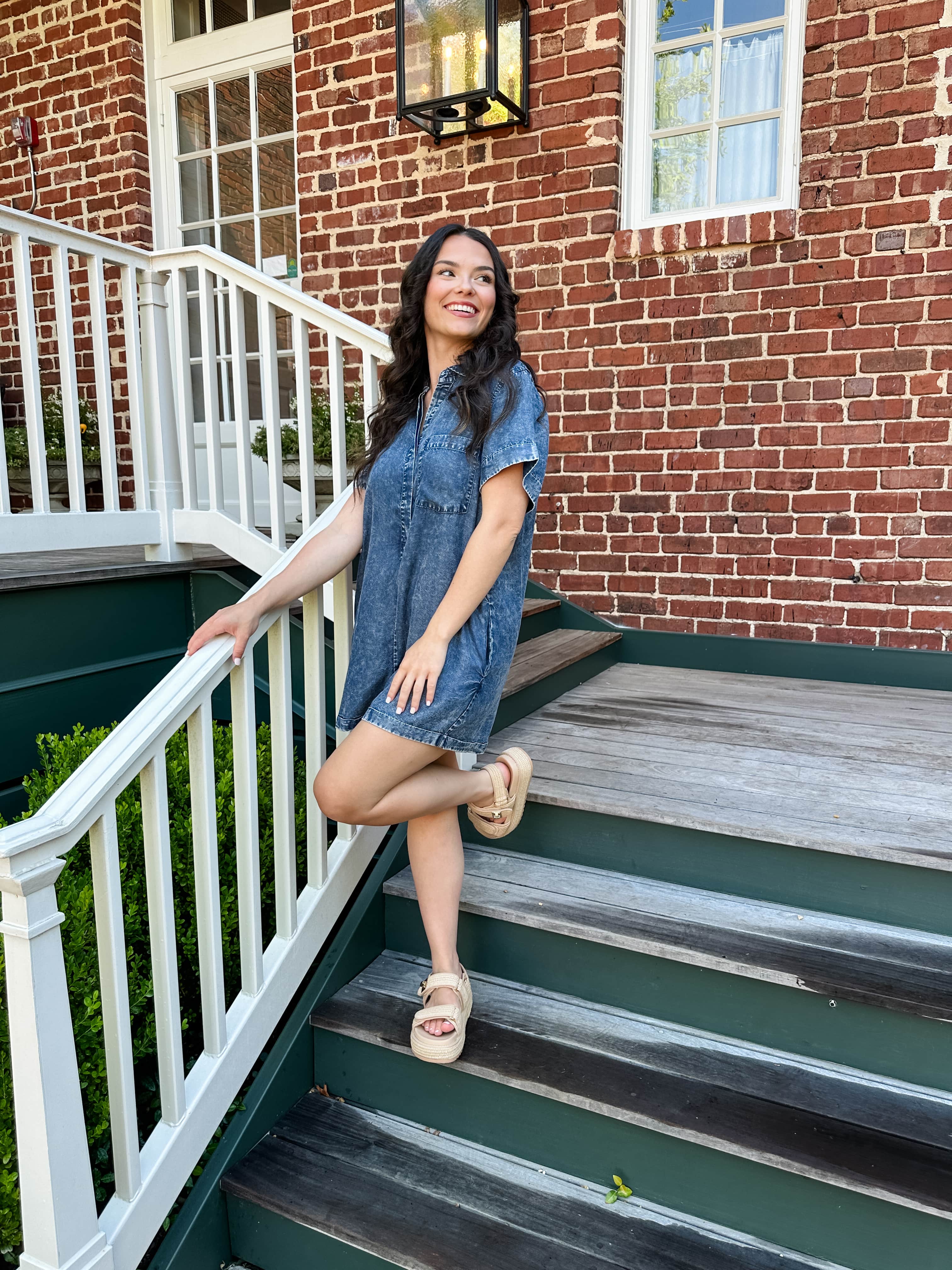 Collared Denim Romper