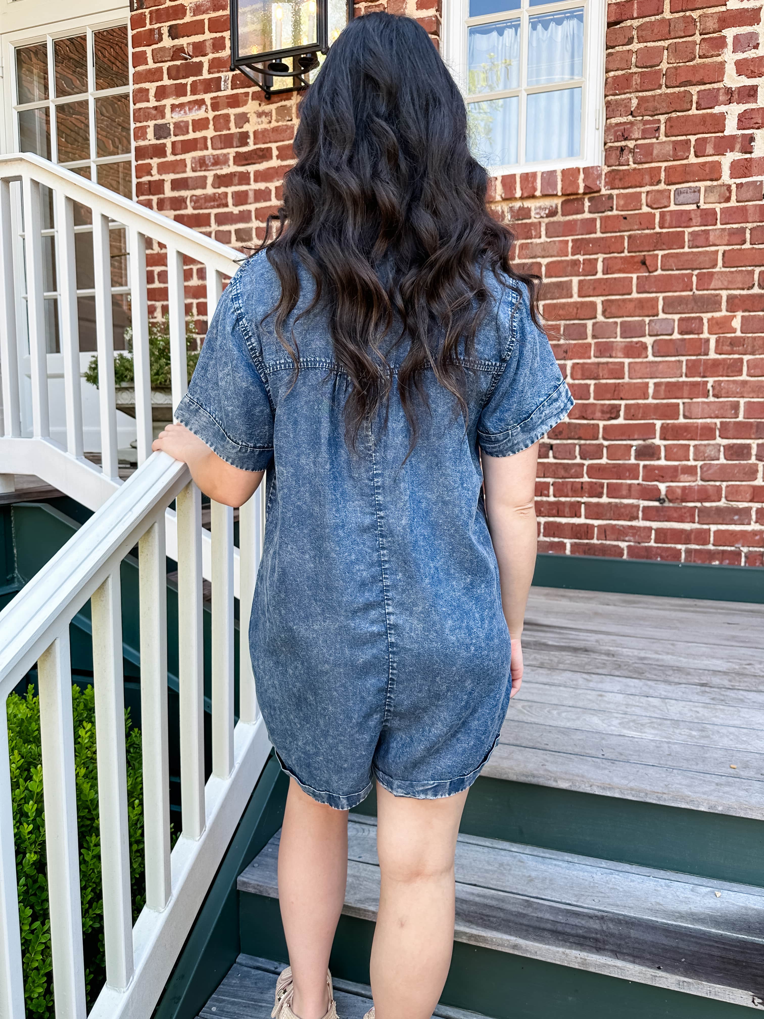 Collared Denim Romper