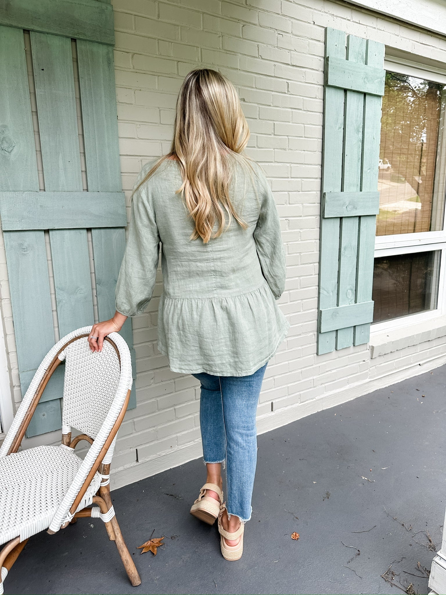 Ruffle Hem Linen Top