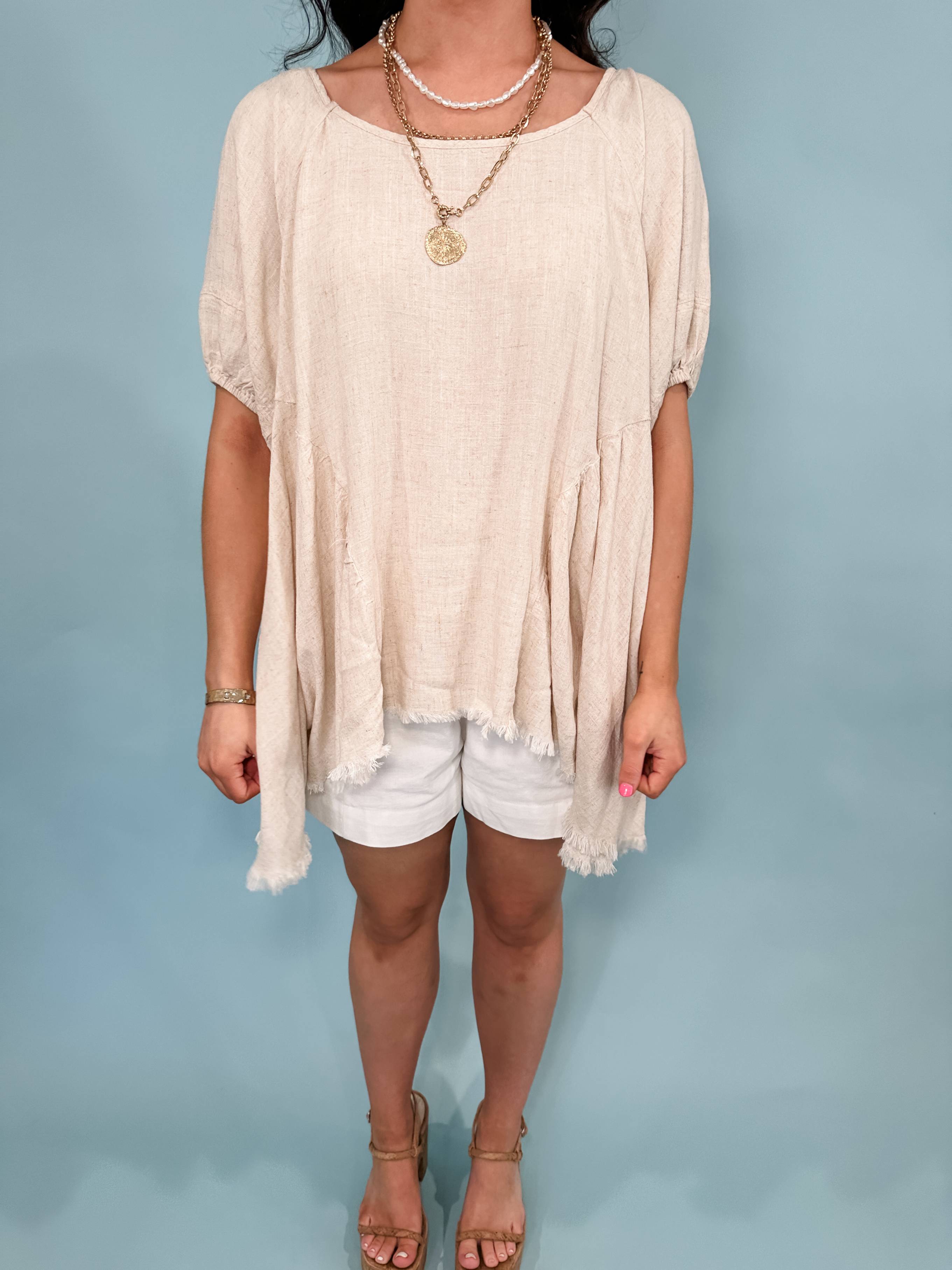 Linen Swing Puff Sleeve Top