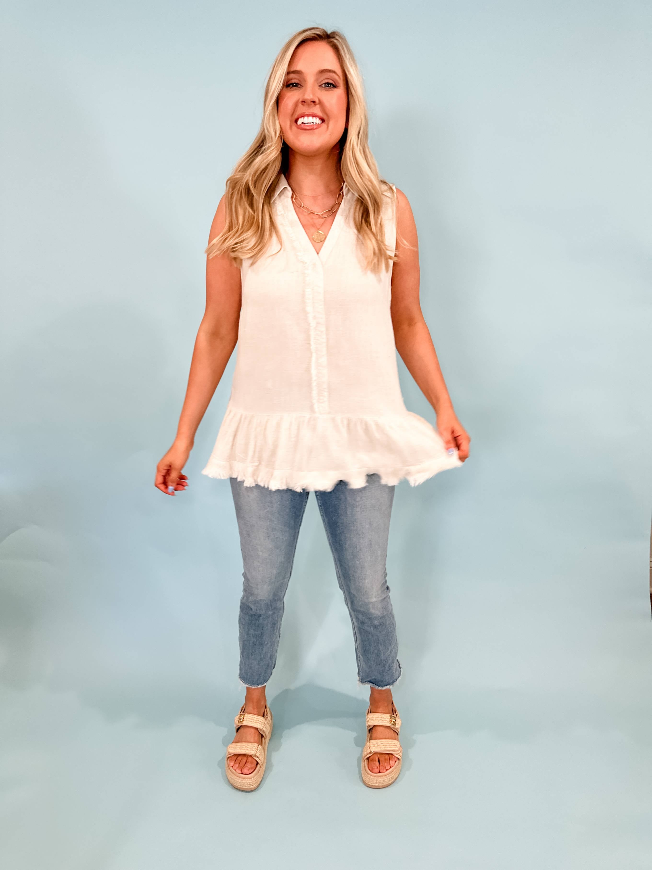 Linen Ruffle Top