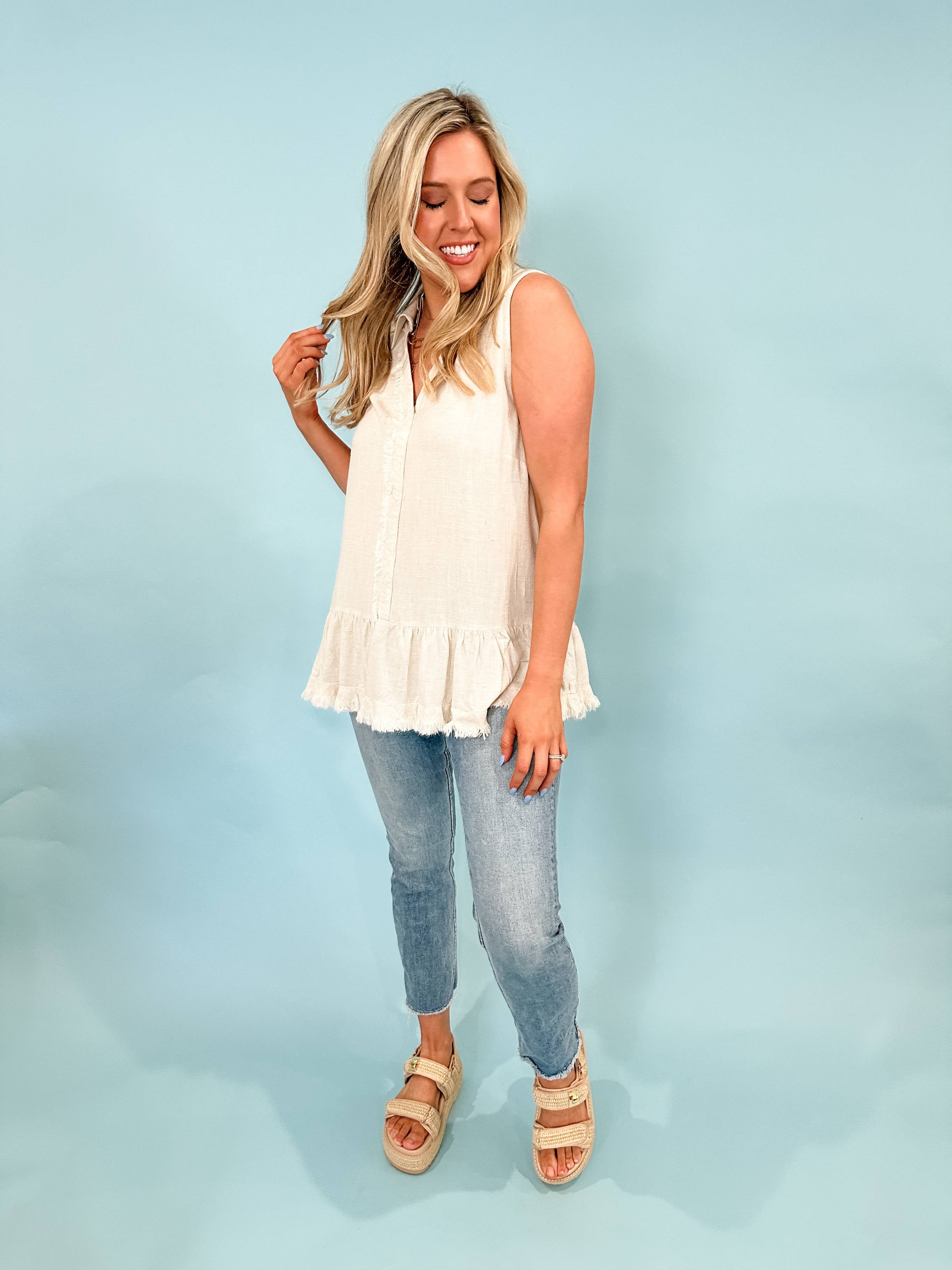 Linen Ruffle Top