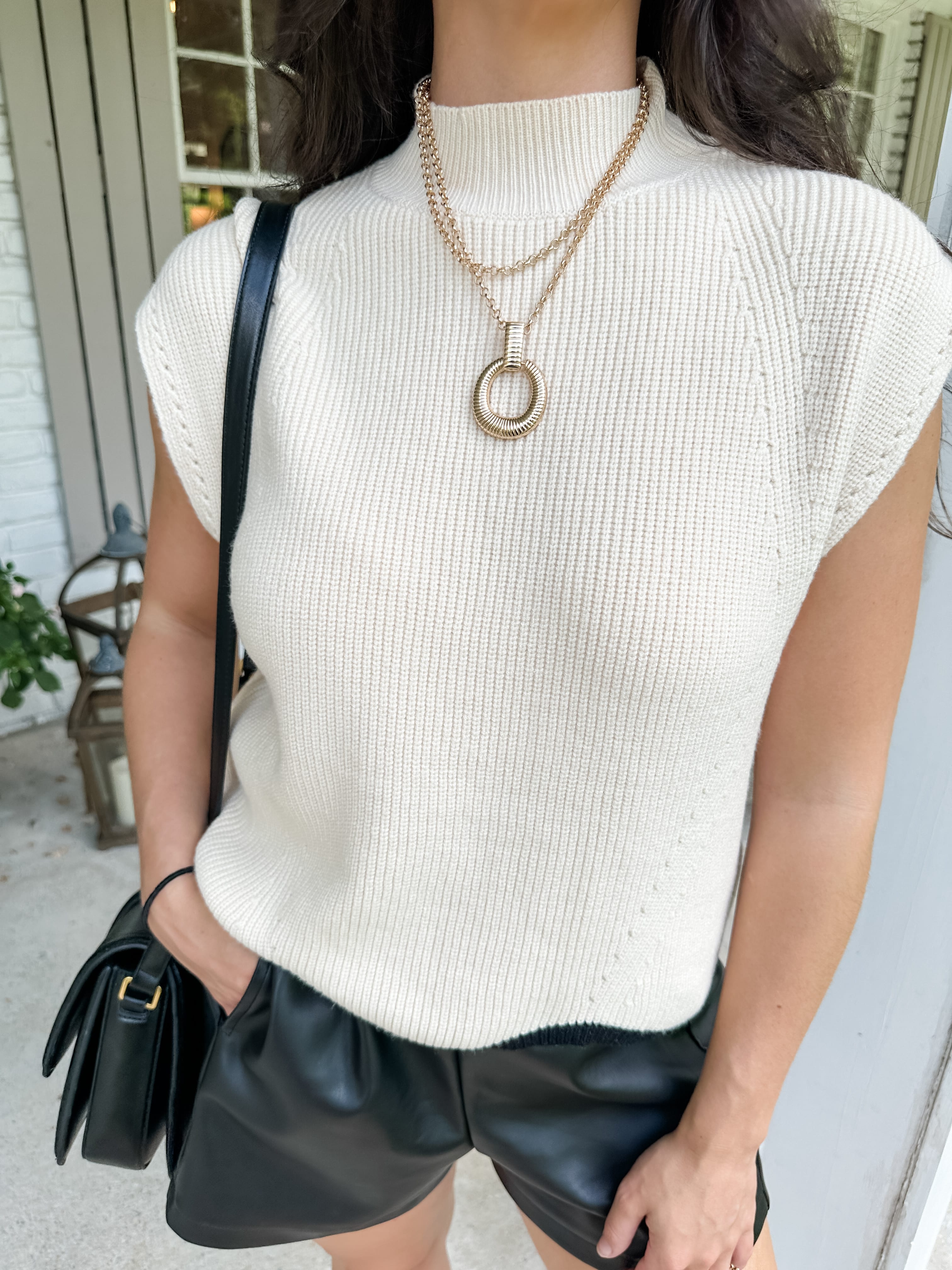 Mock Neck Sleeveless Sweater