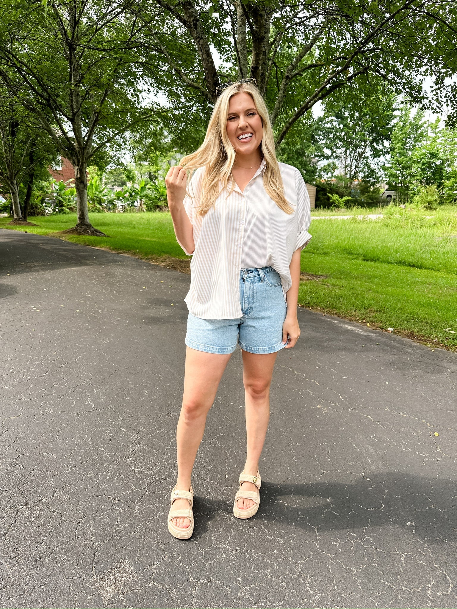 Double Stripe Puff Sleeve Top