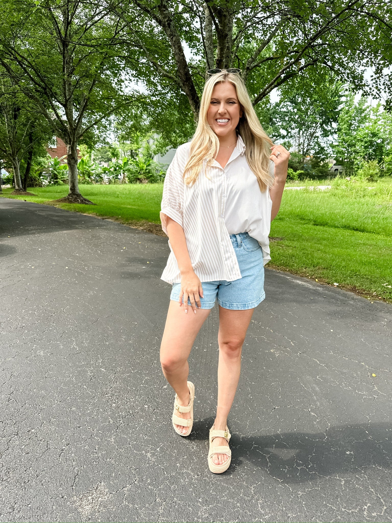 Double Stripe Puff Sleeve Top