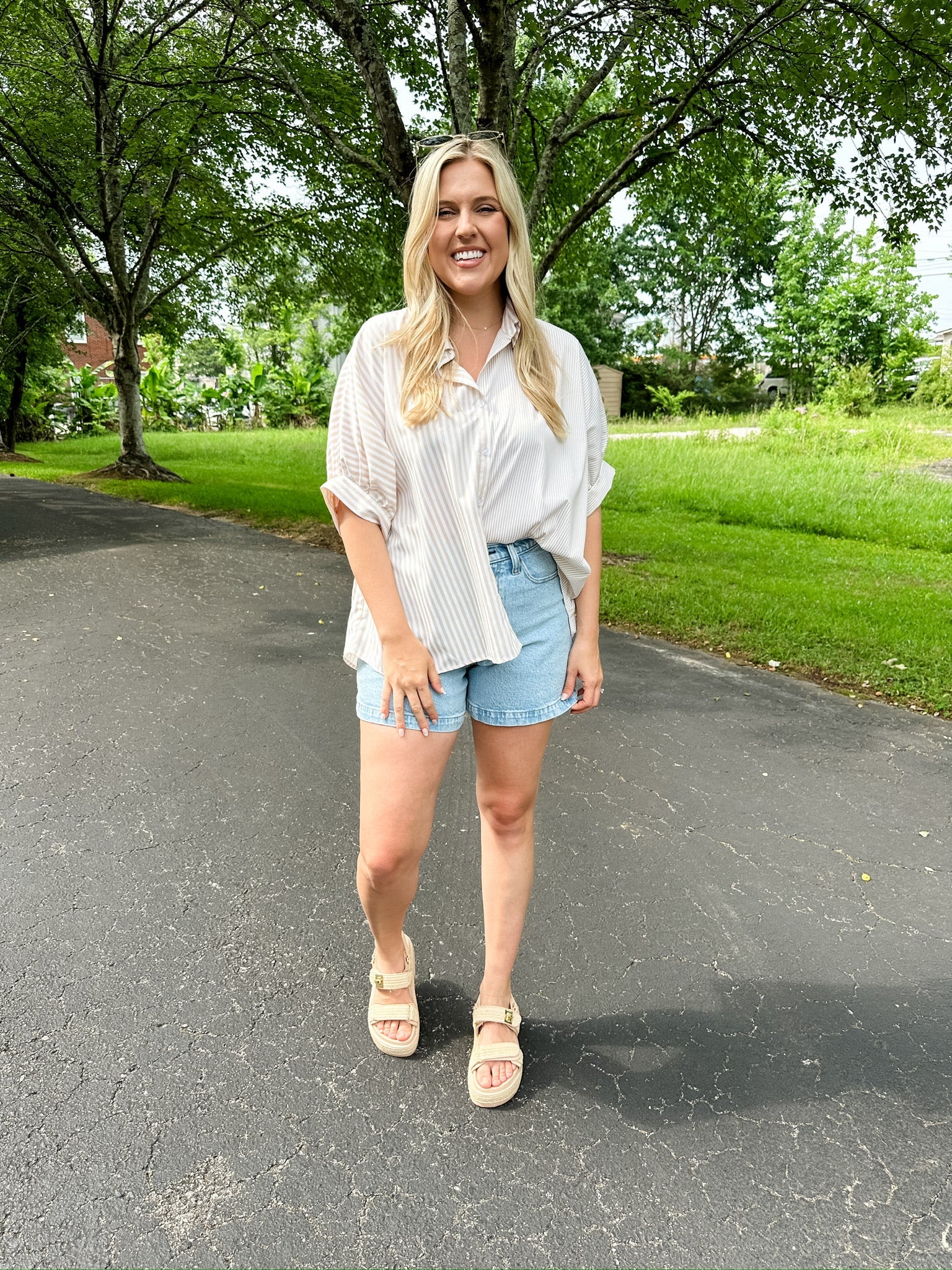 Double Stripe Puff Sleeve Top