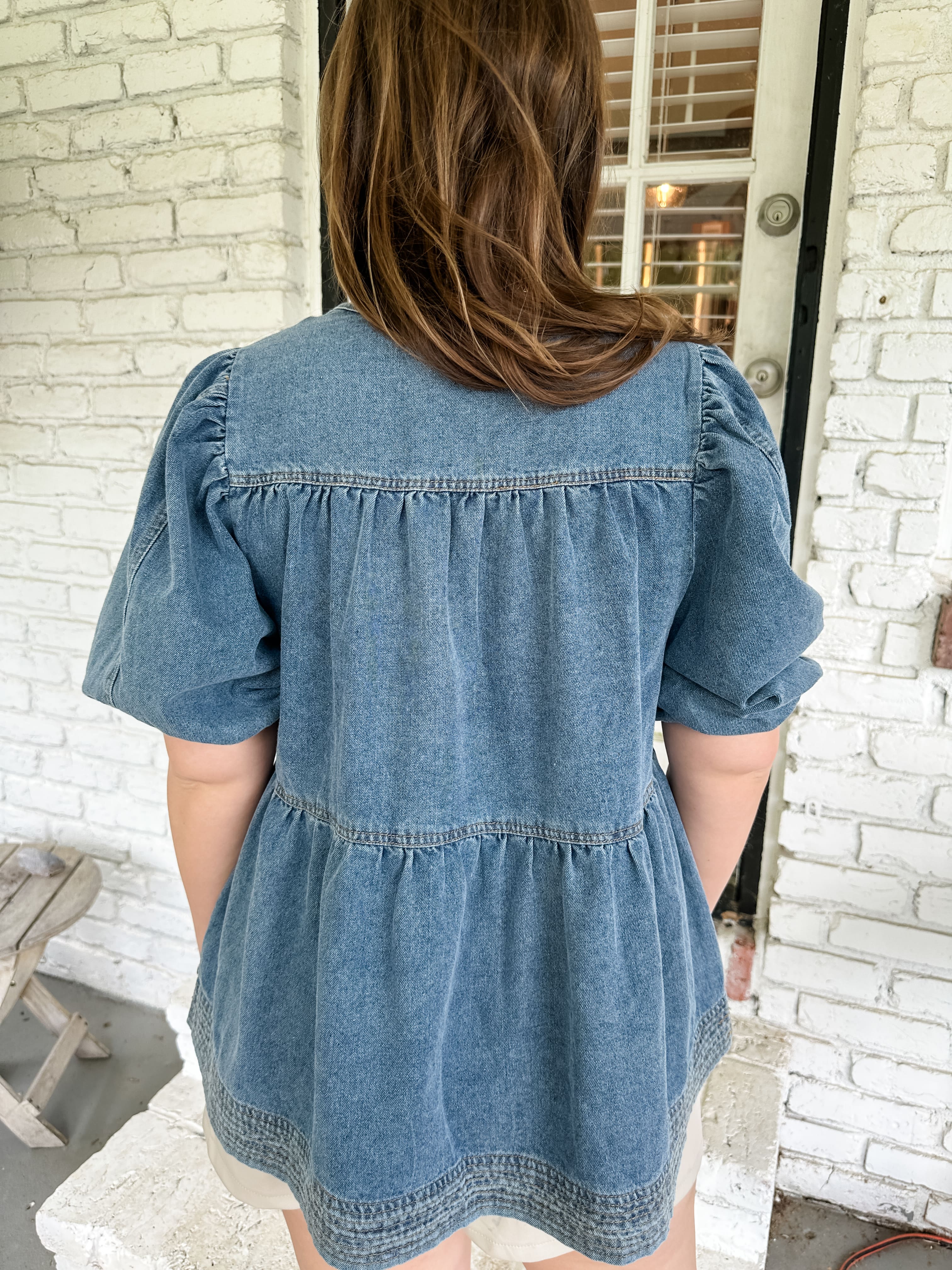 Denim Tiered Top