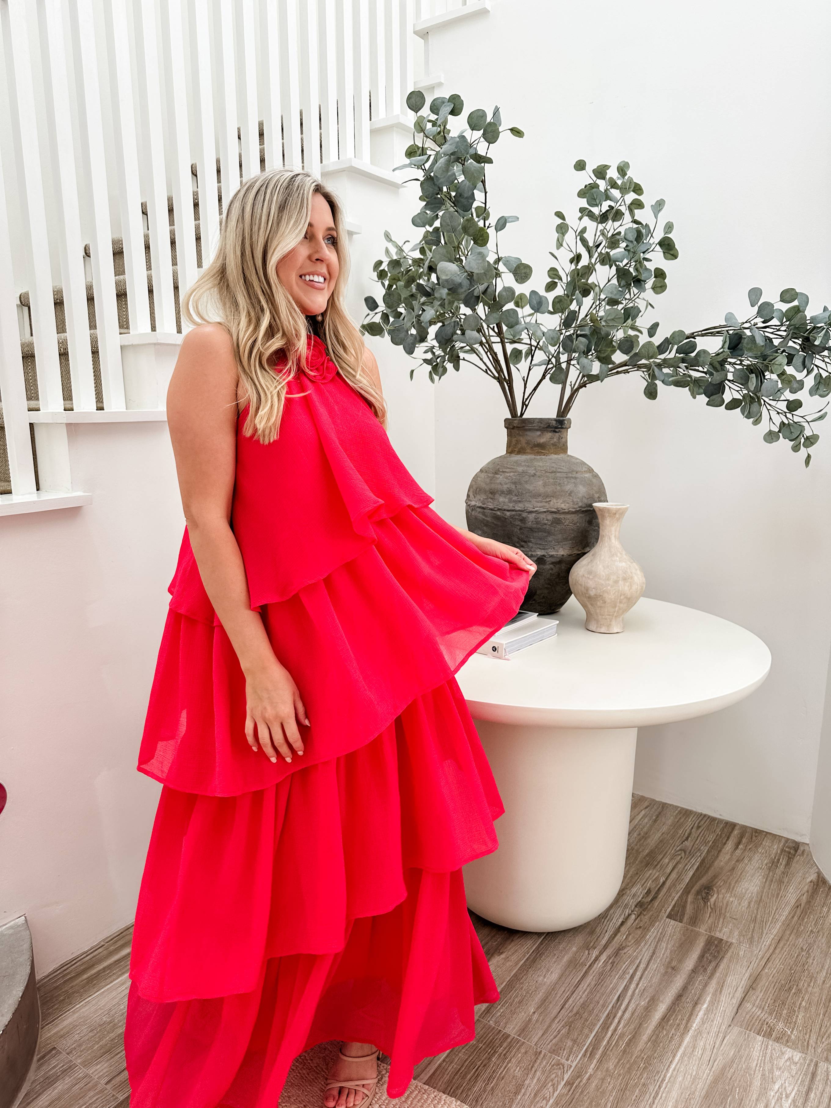 Rosette Tiered Maxi Dress