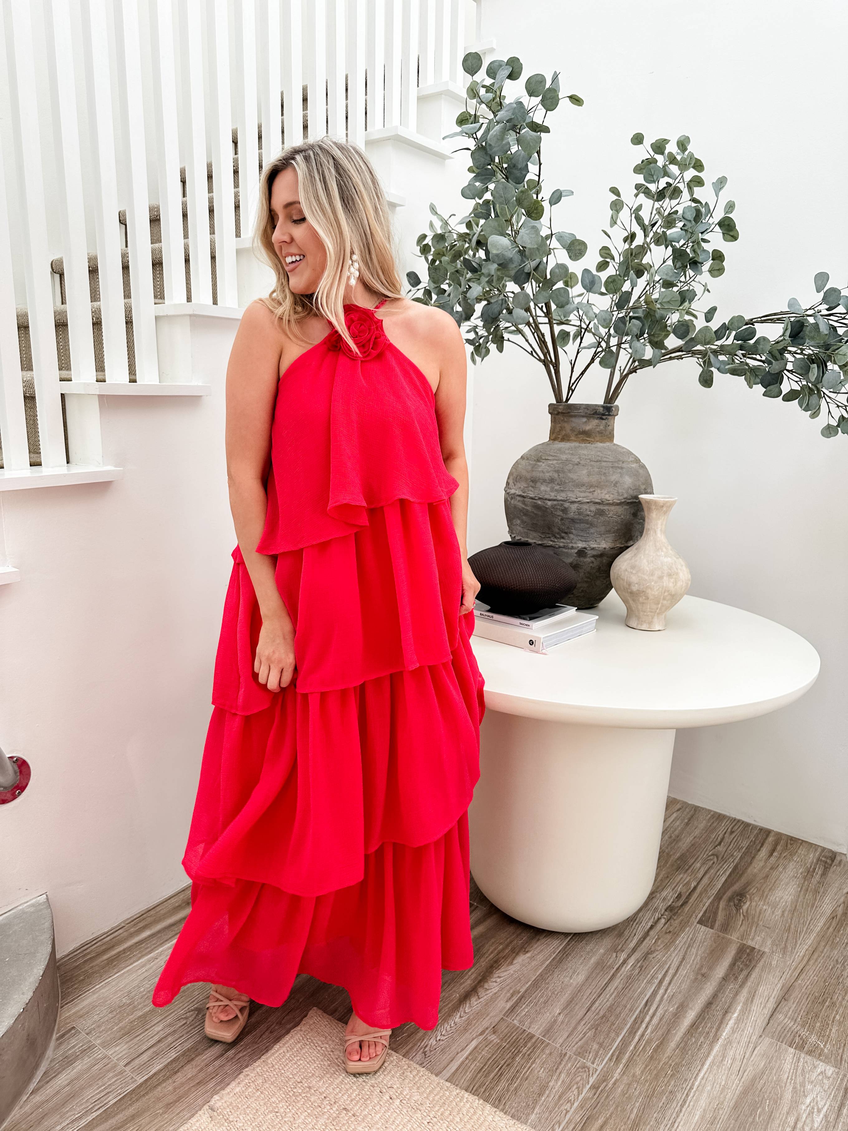 Rosette Tiered Maxi Dress