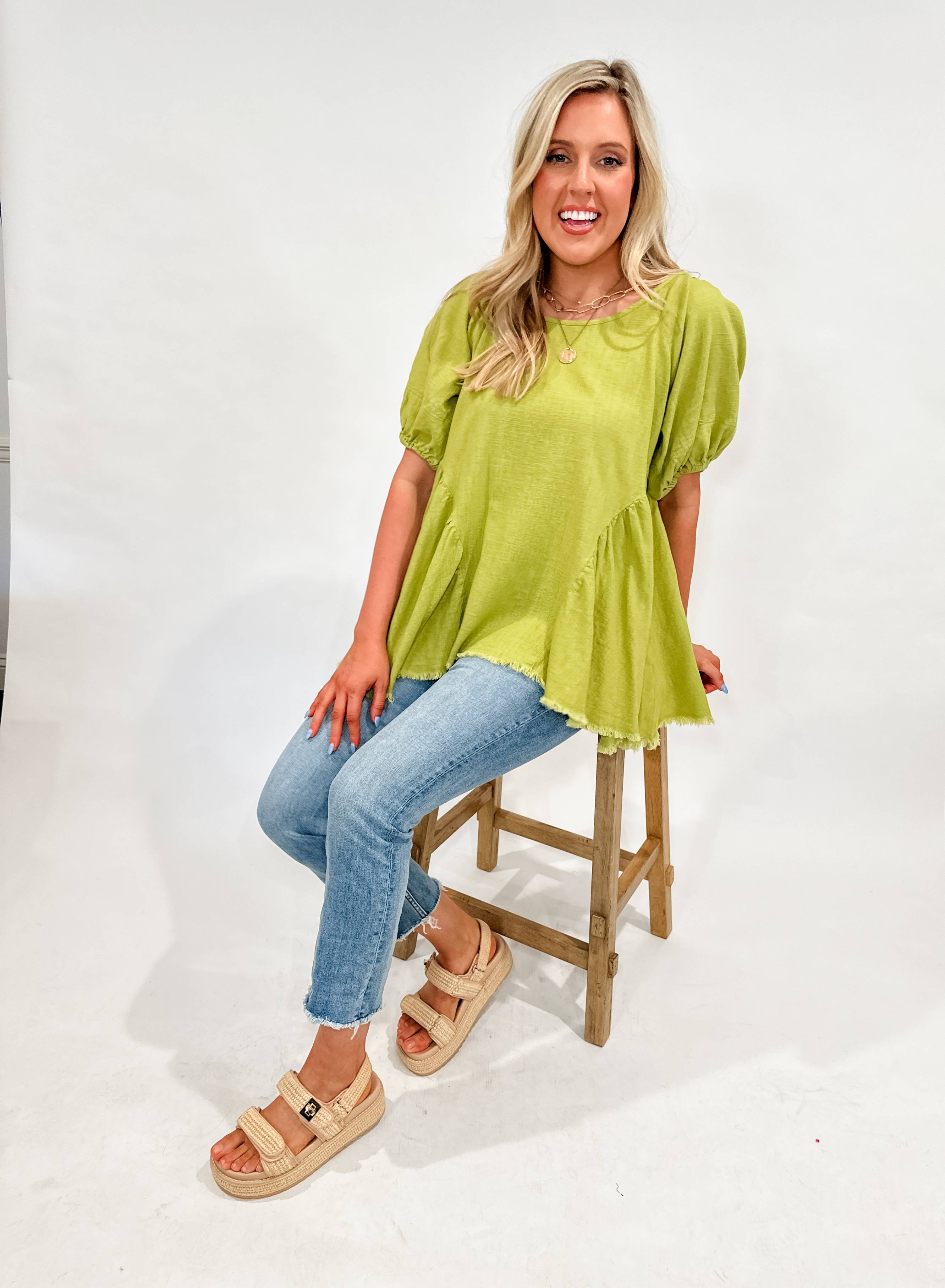 Linen Swing Puff Sleeve Top