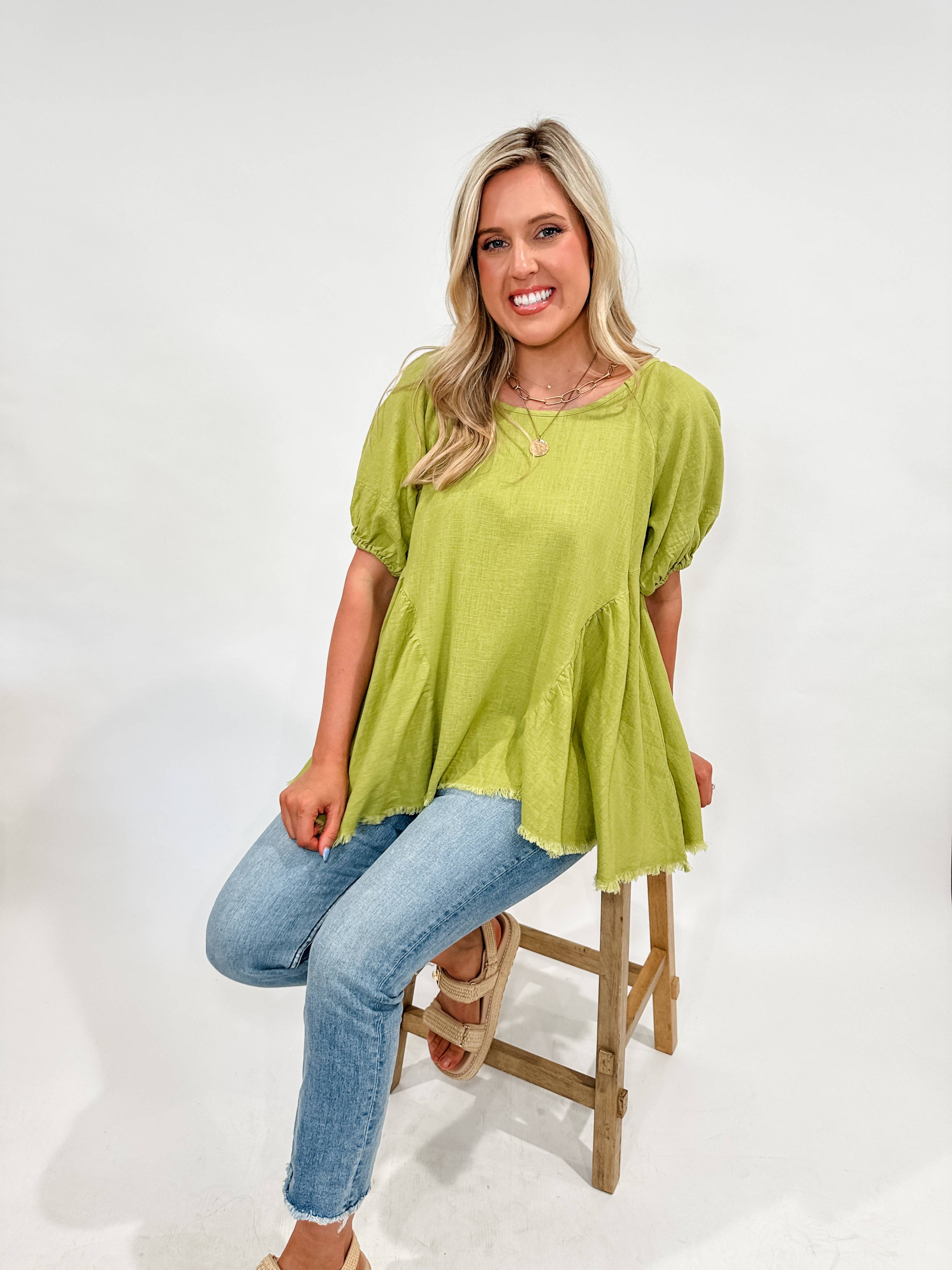 Linen Swing Puff Sleeve Top