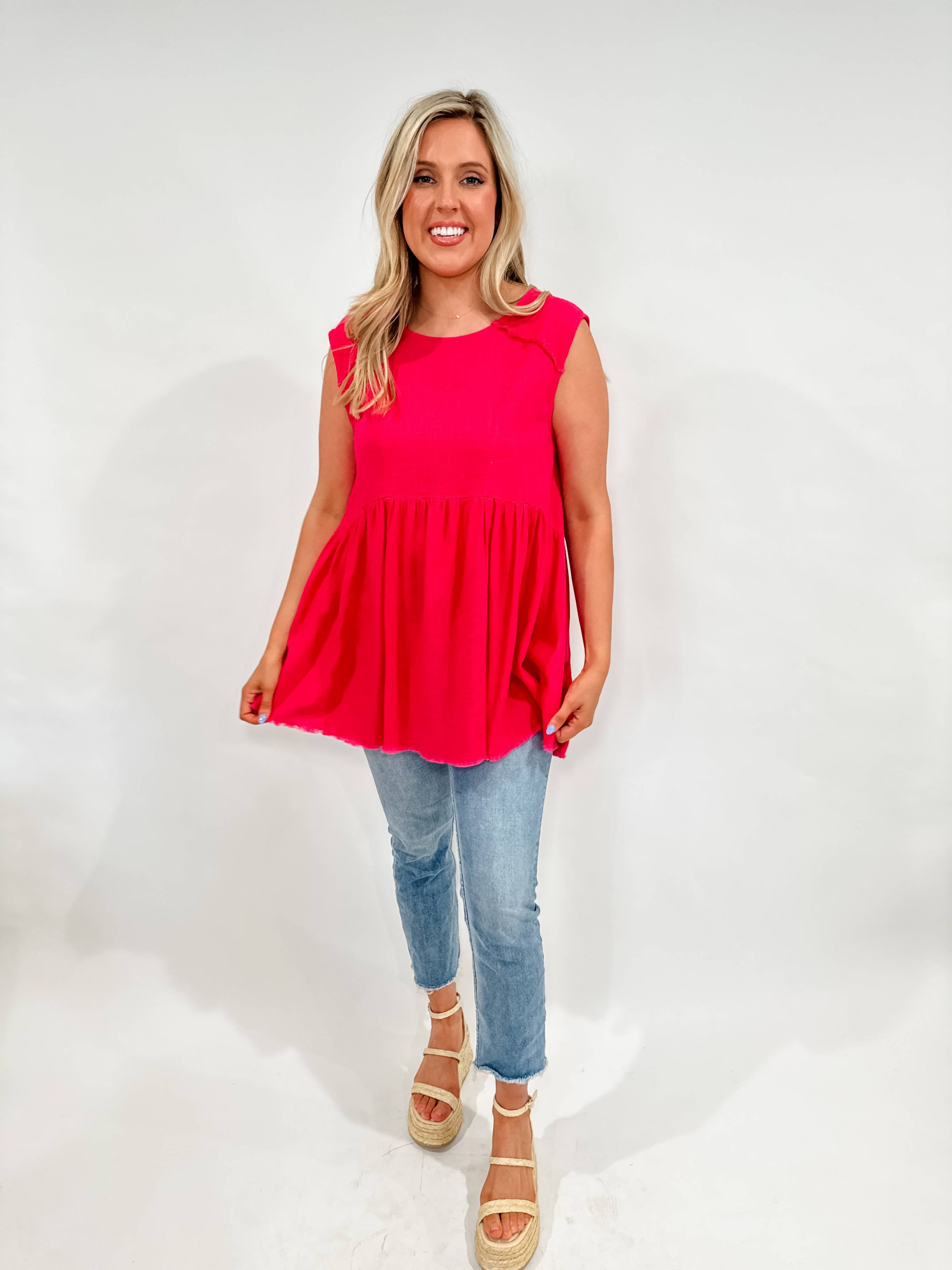 Frayed Linen Tunic Top