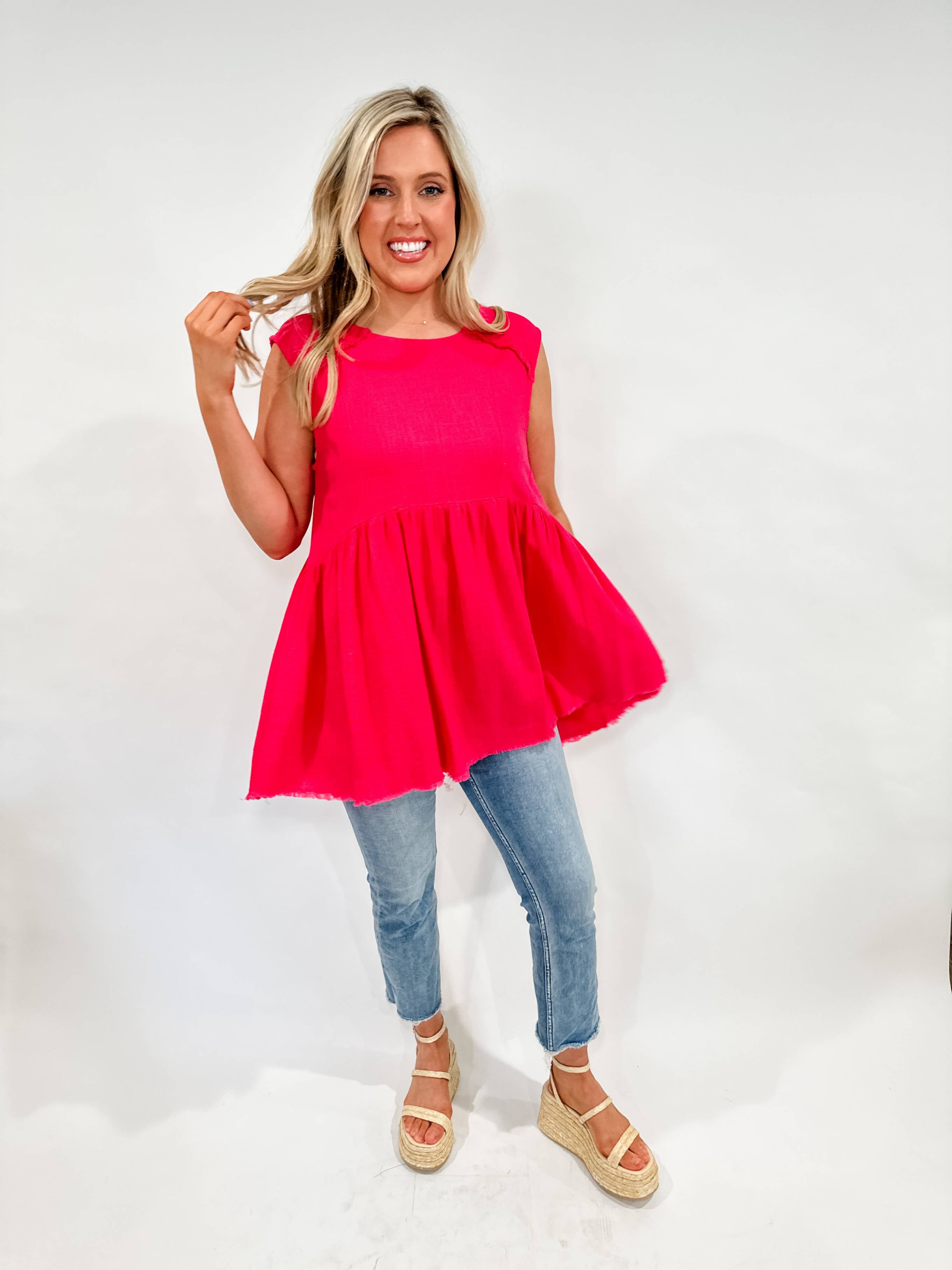 Frayed Linen Tunic Top