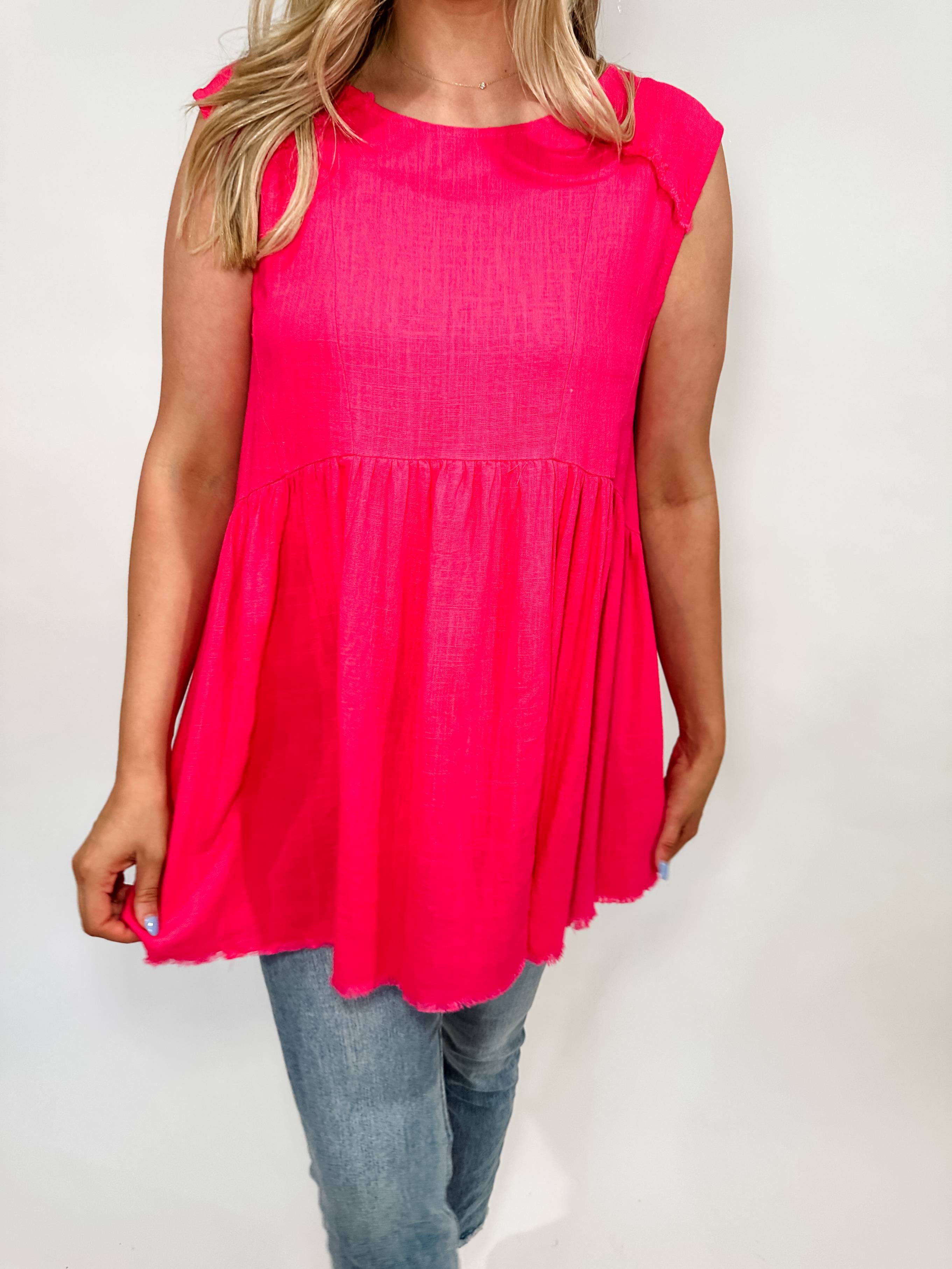 Frayed Linen Tunic Top