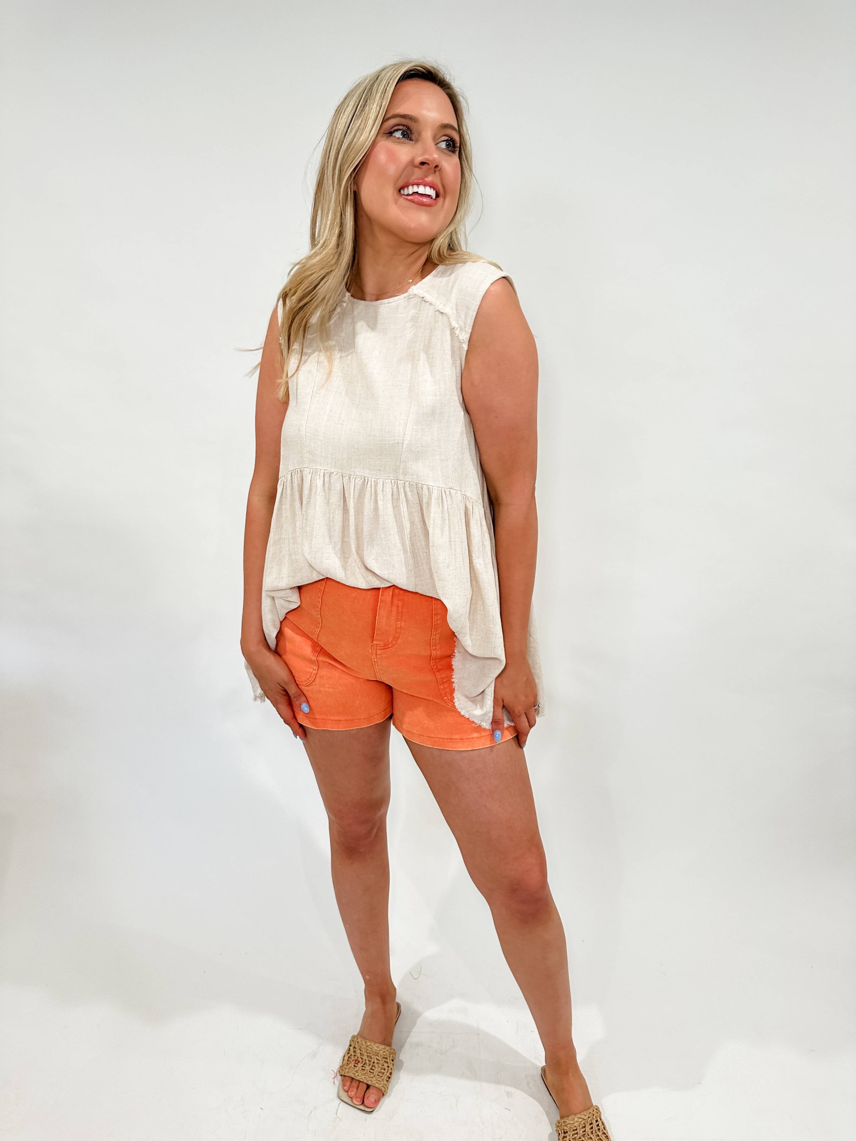 Frayed Linen Tunic Top