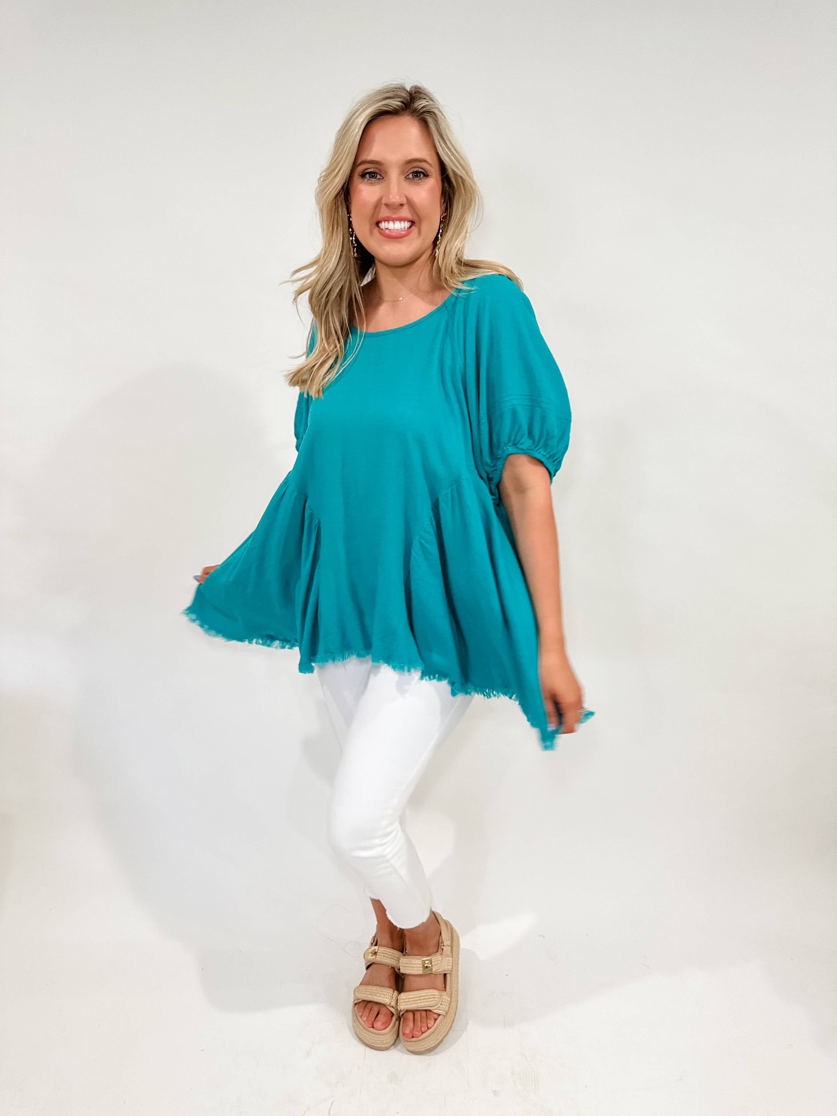 Linen Swing Puff Sleeve Top