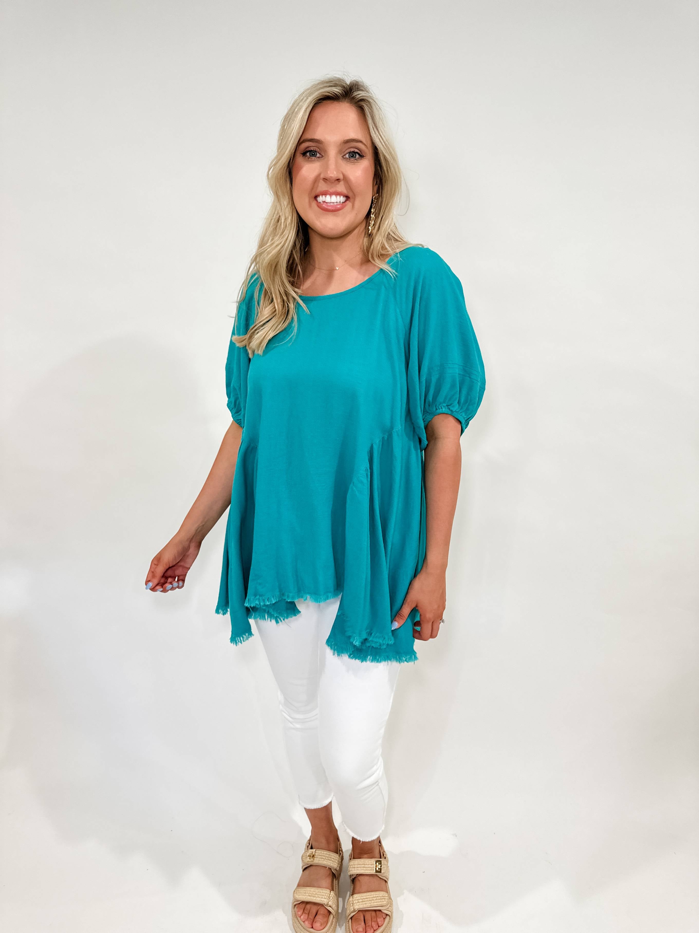 Linen Swing Puff Sleeve Top