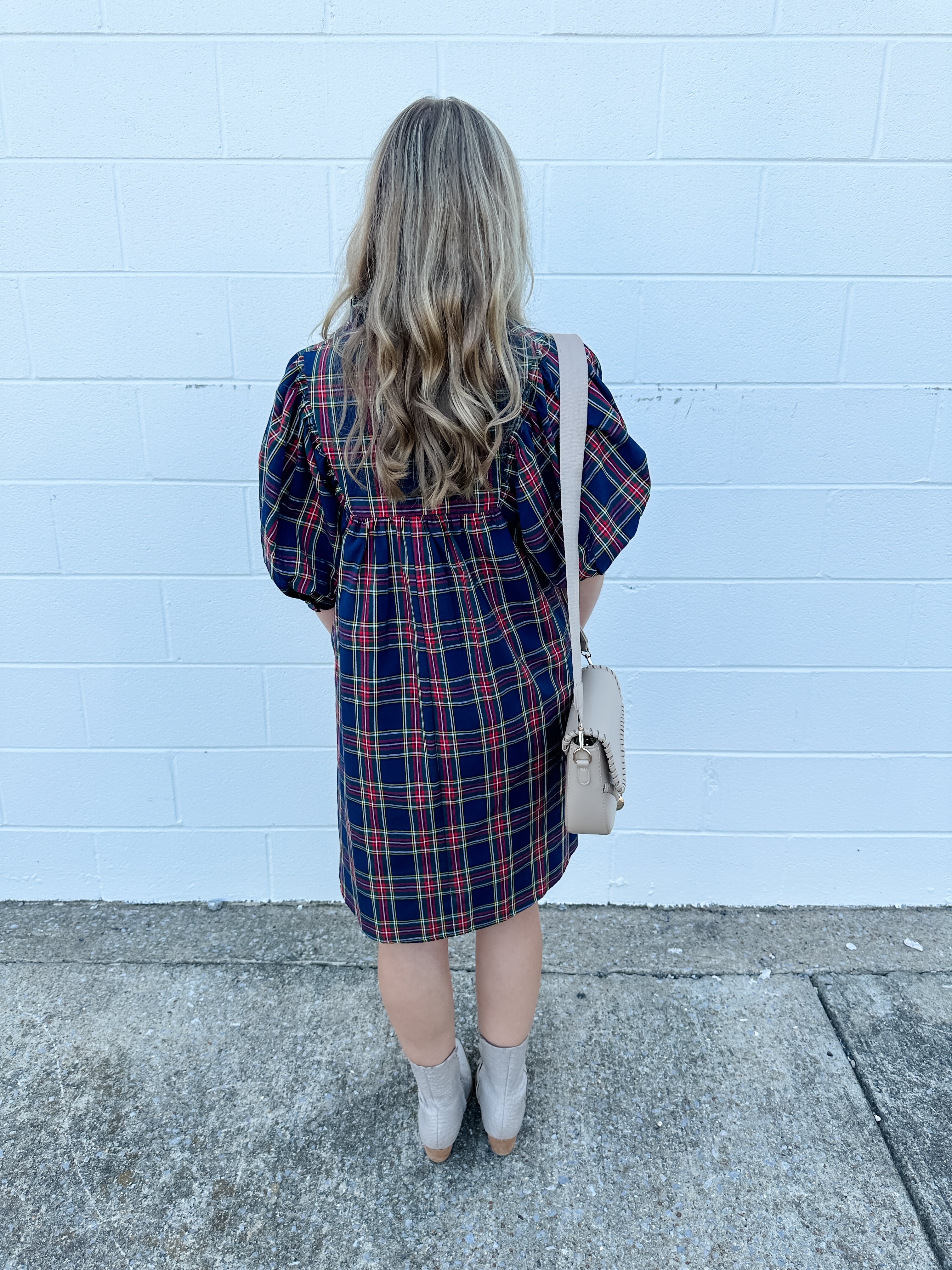 Plaid Square Yoke Dress