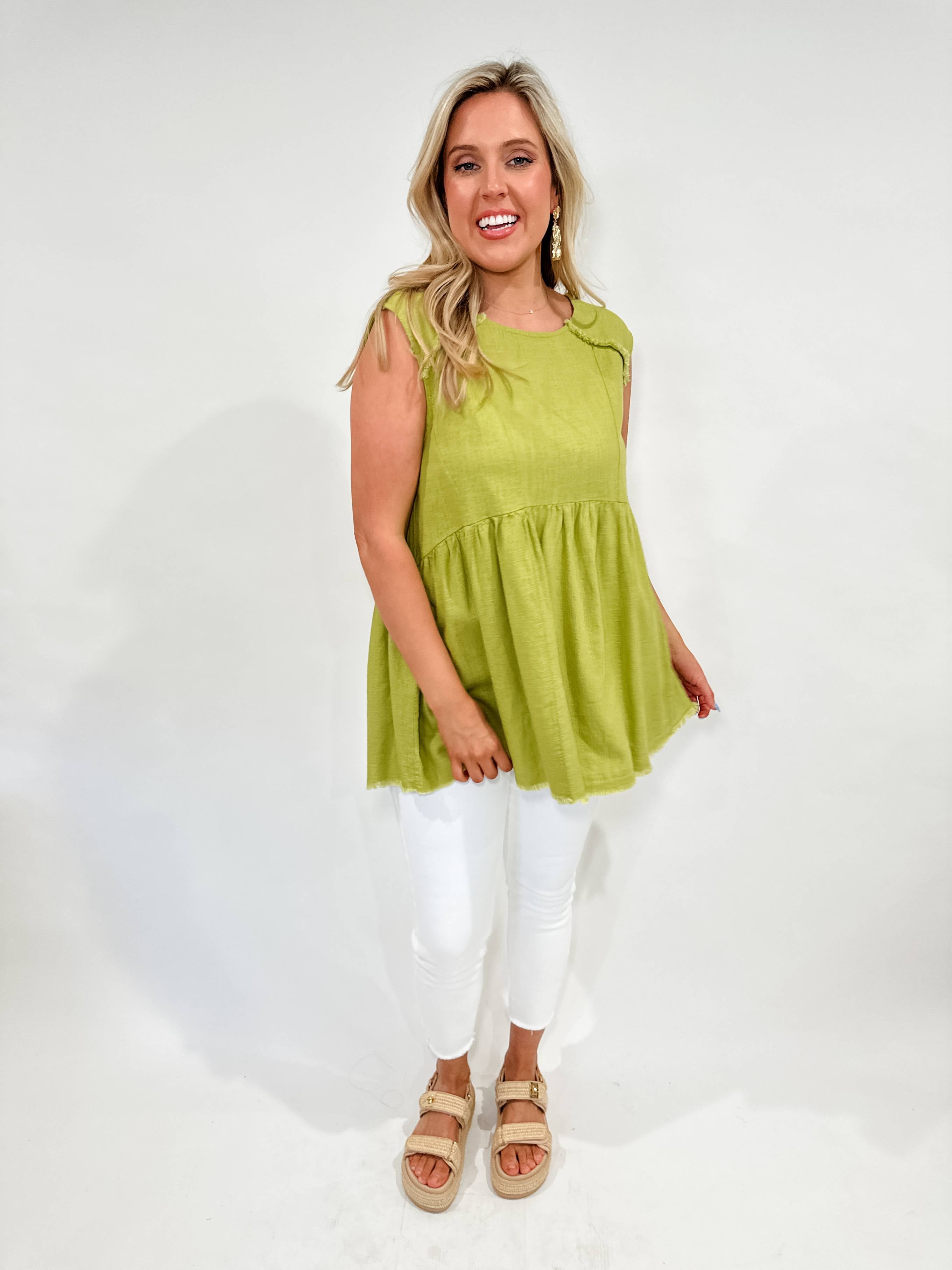 Frayed Linen Tunic Top