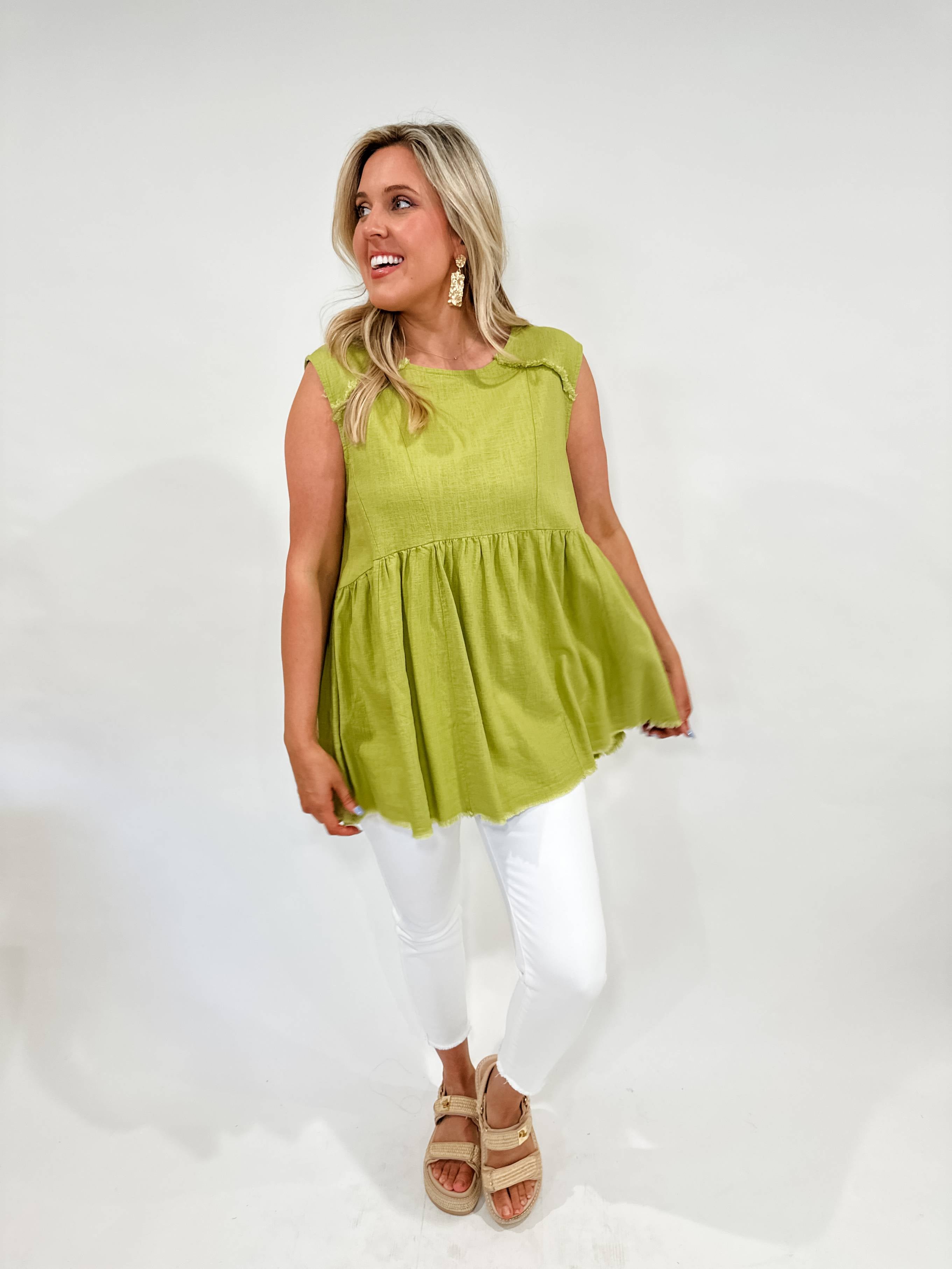 Frayed Linen Tunic Top