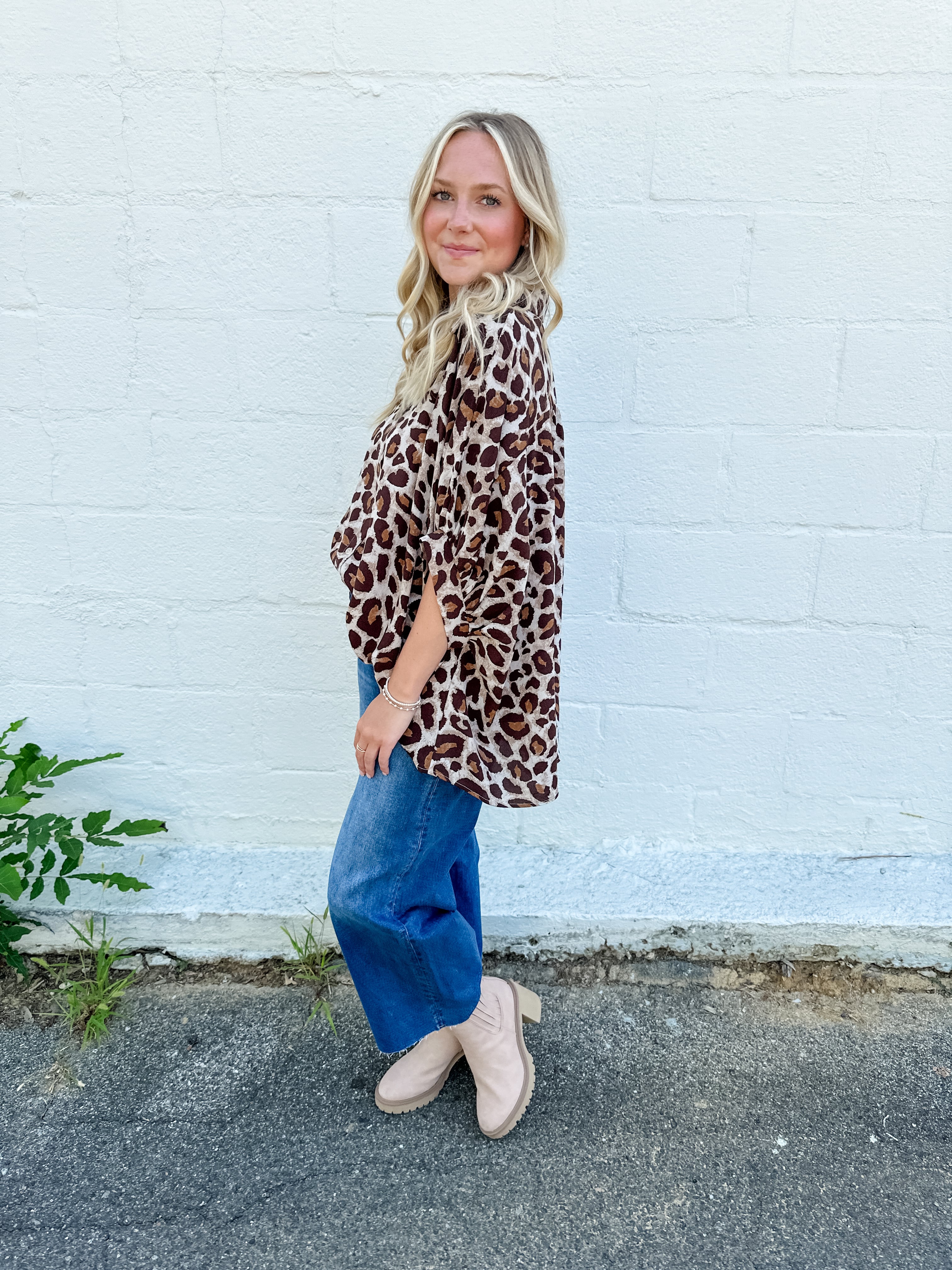 Leopard Print Button Front Top