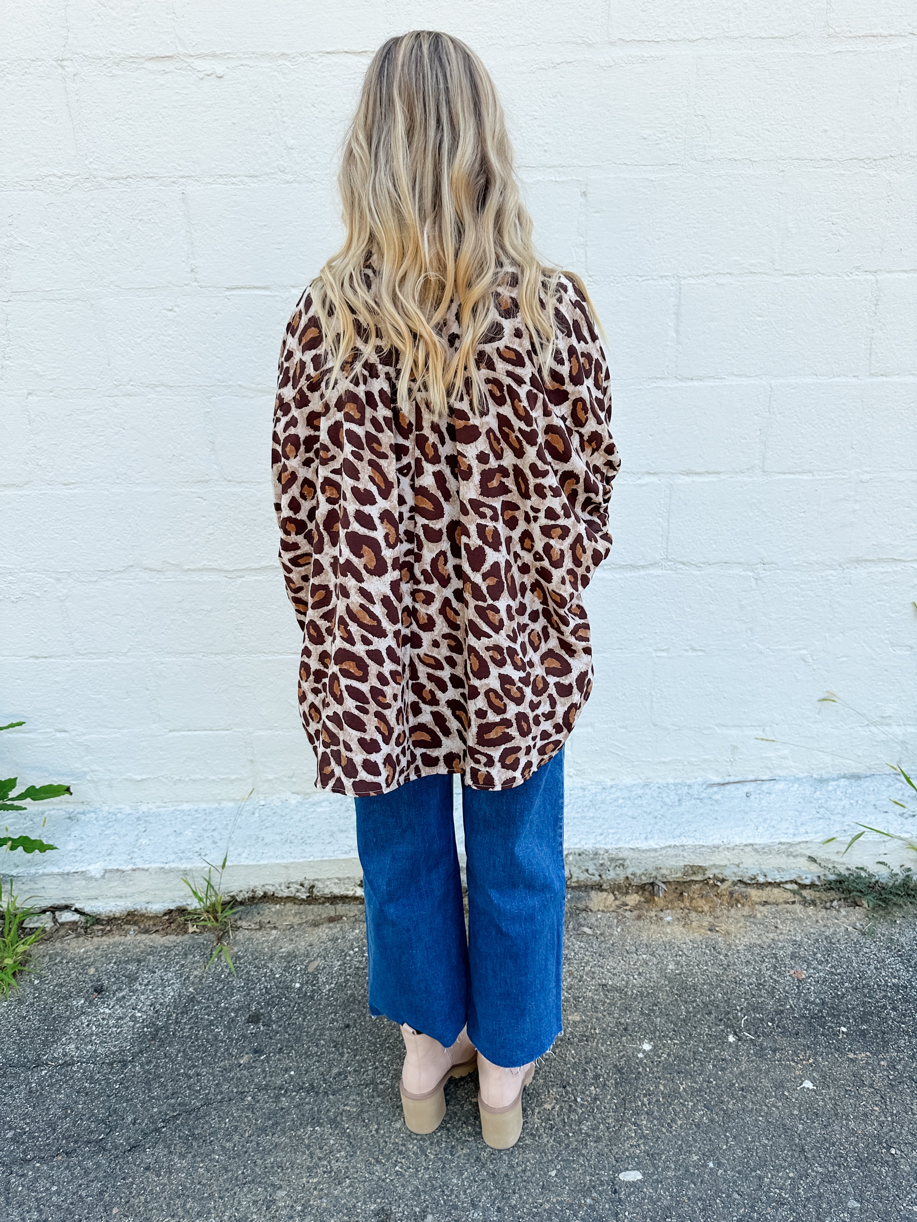 Leopard Print Button Front Top