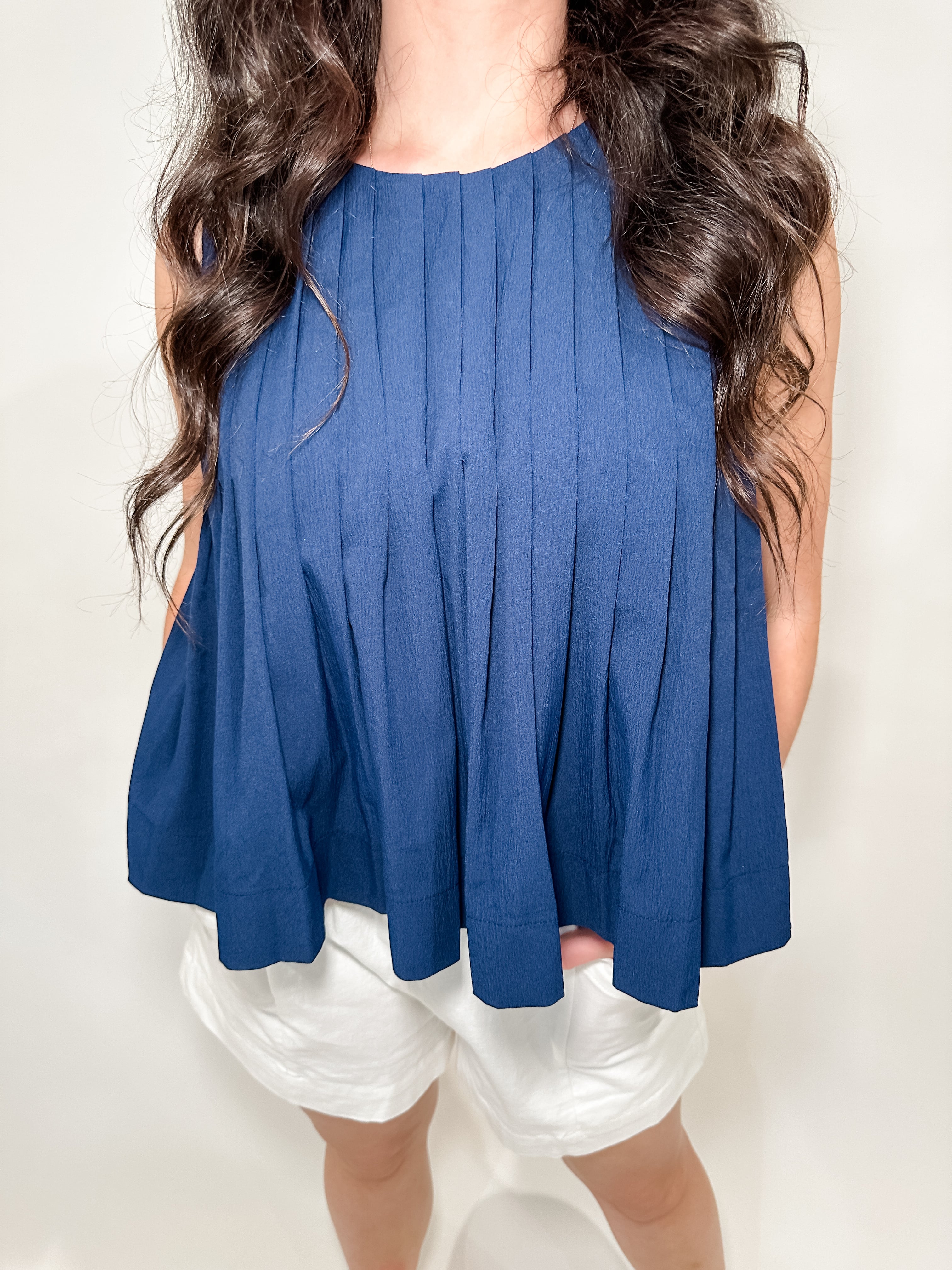 Sleeveless Tucked Top