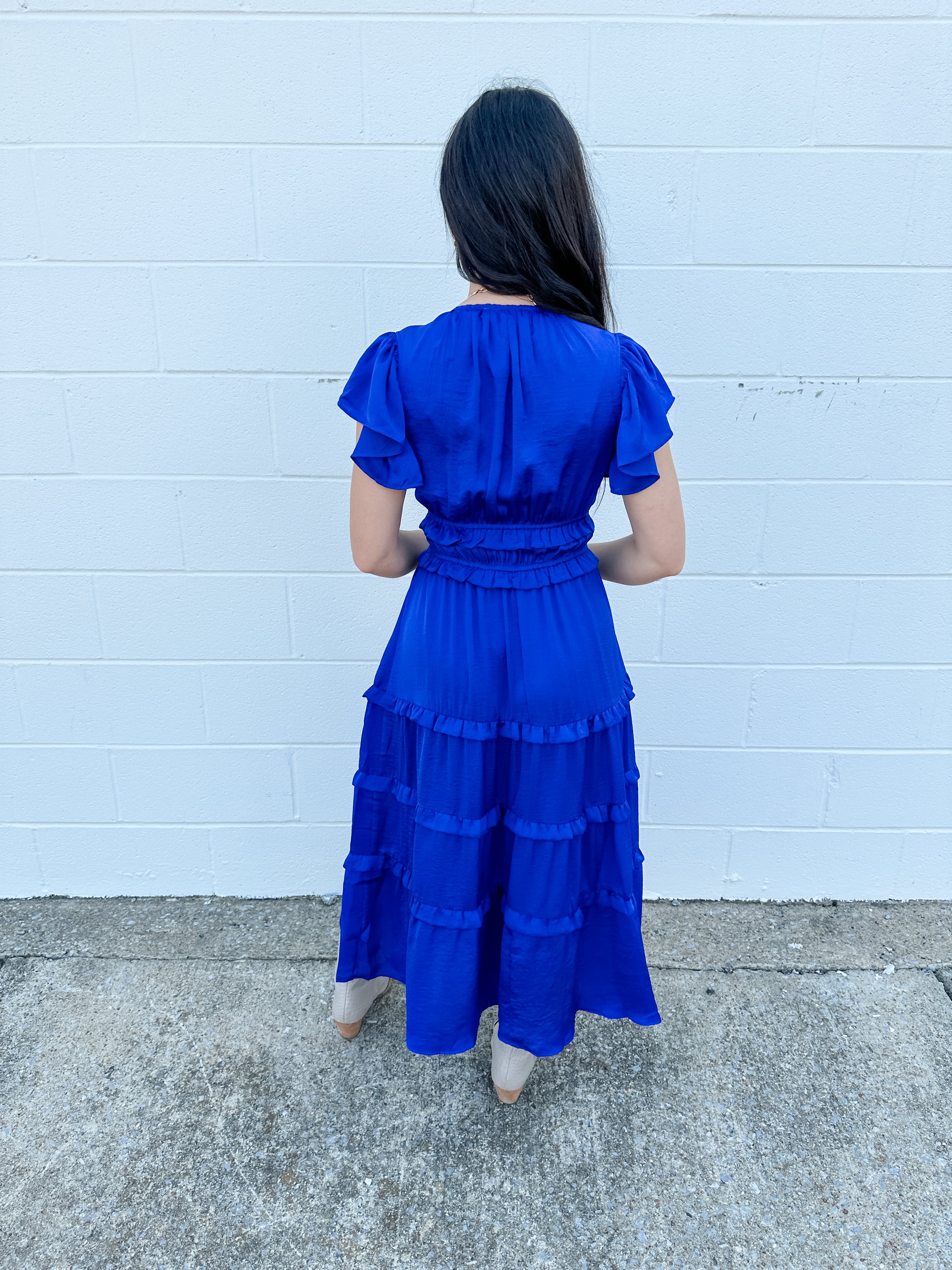 Silky Ruffle Midi Dress