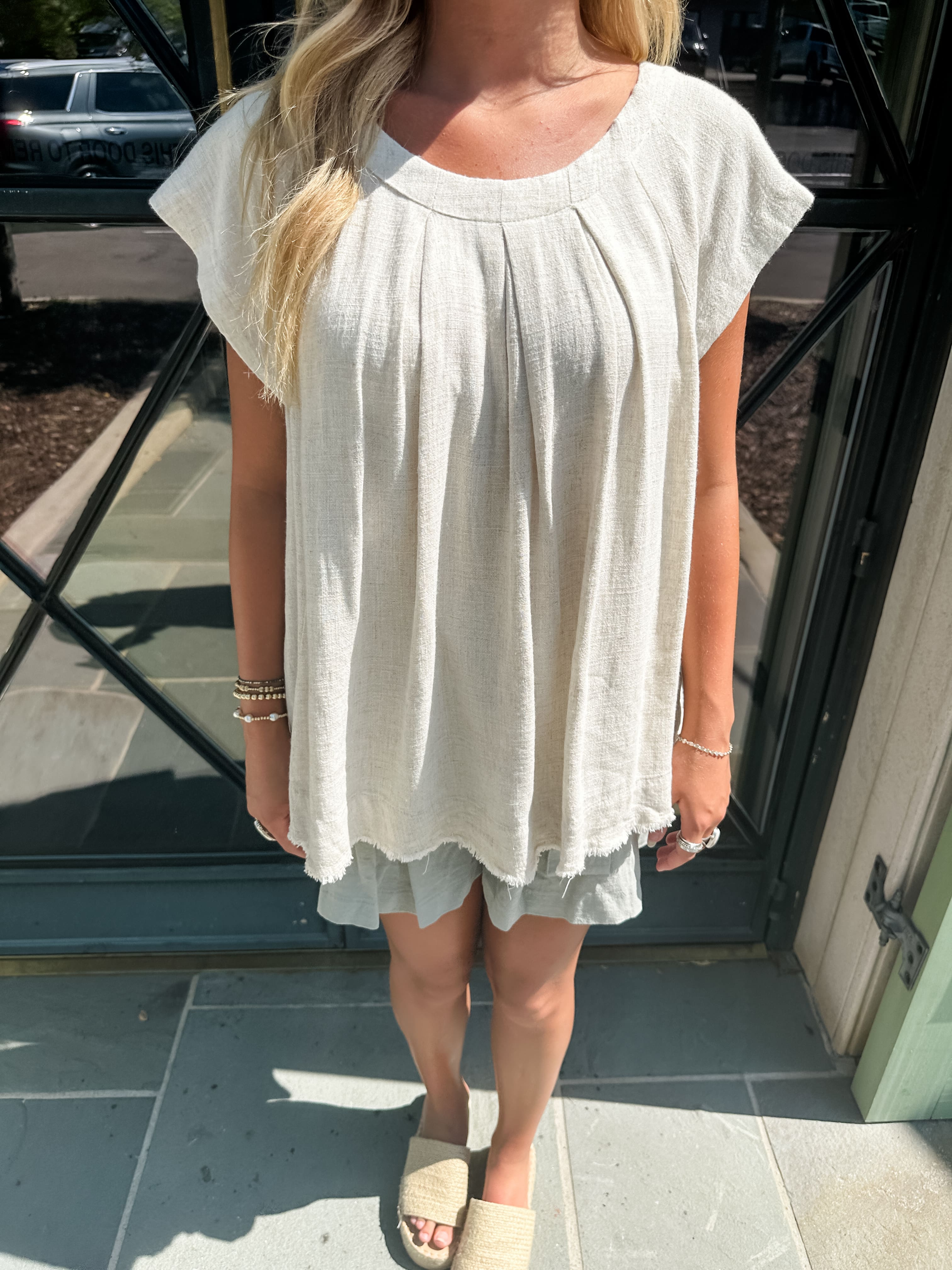 Pleated Linen Swing Top