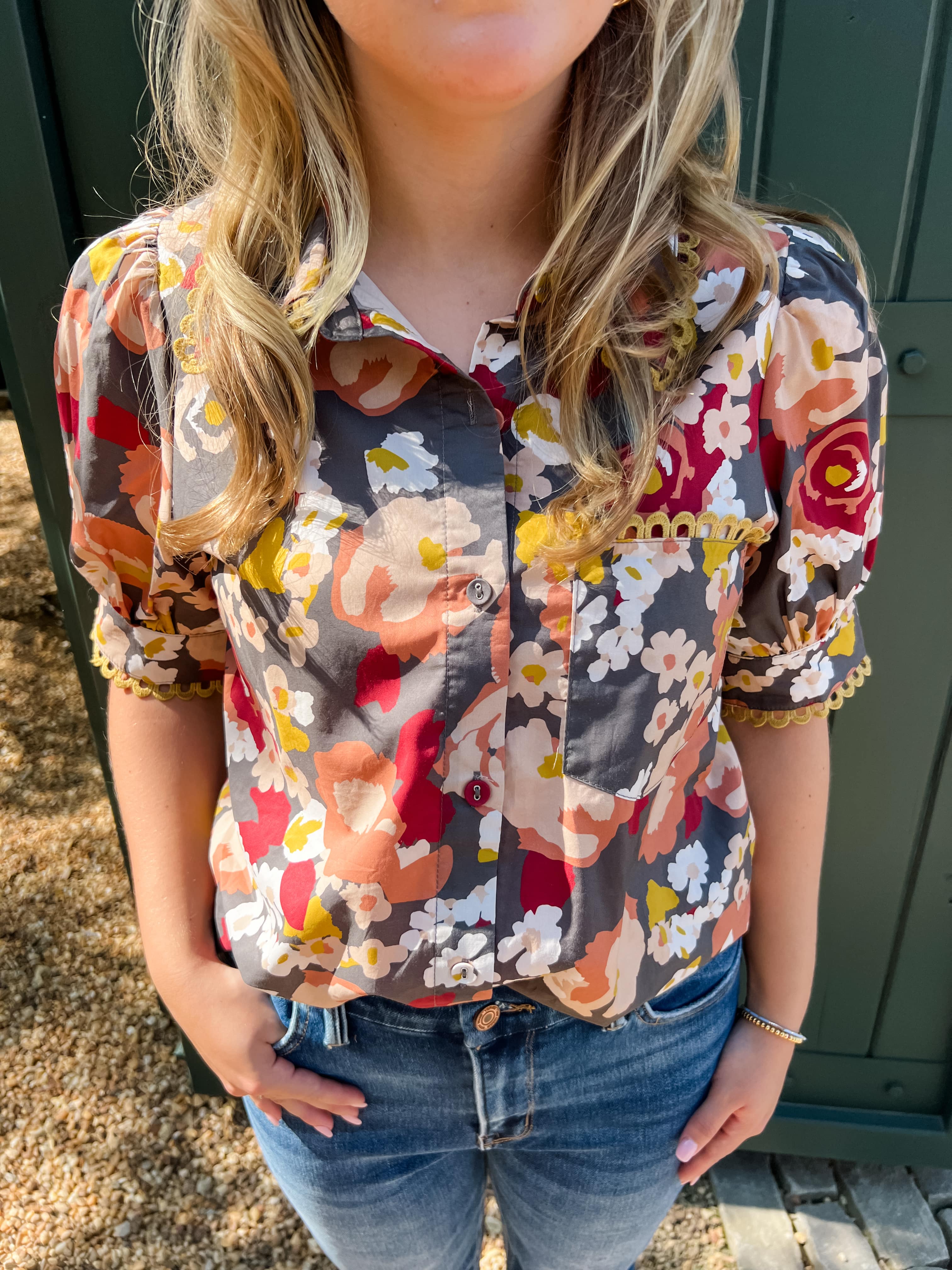 Floral Scallop Trim Top