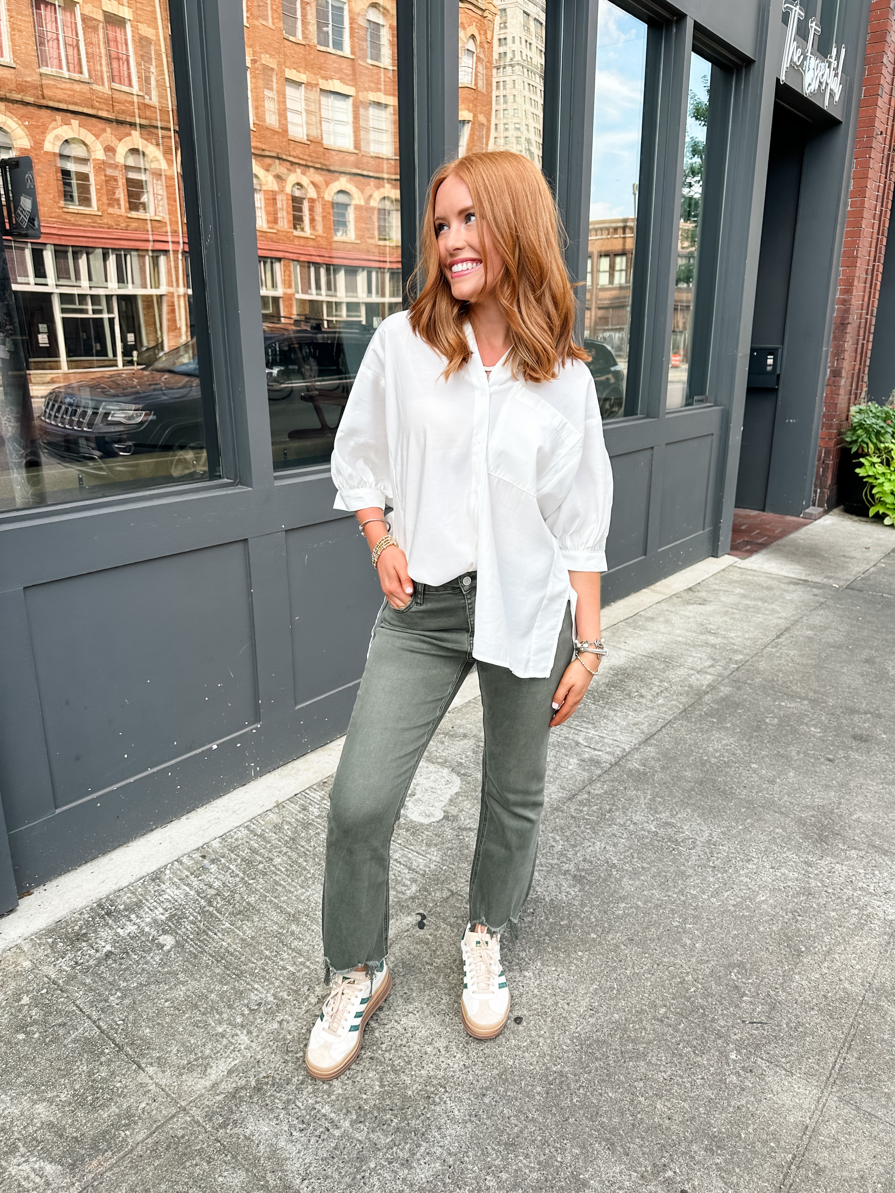 White Button Down Top