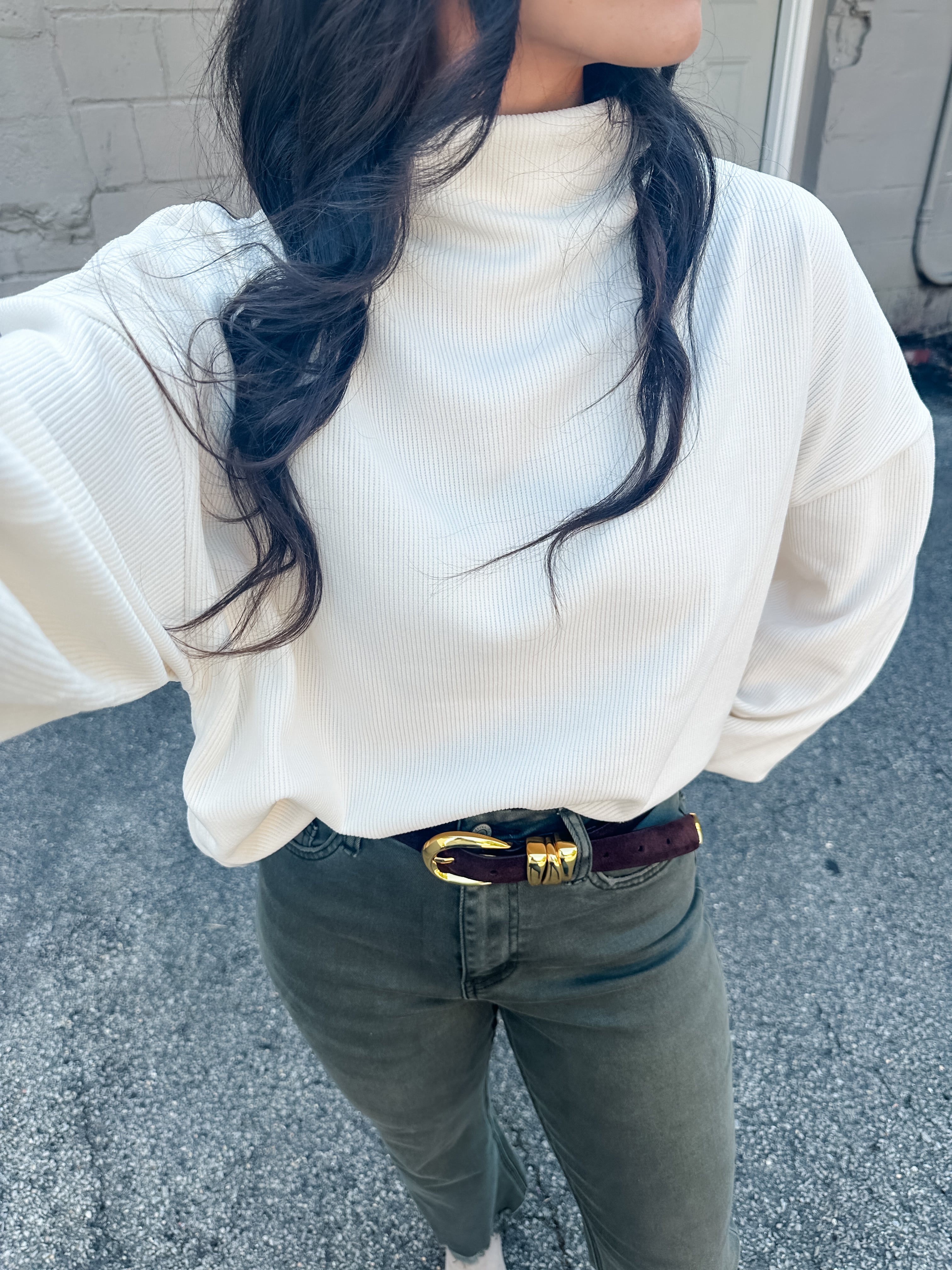 Ribbed Turtleneck Top