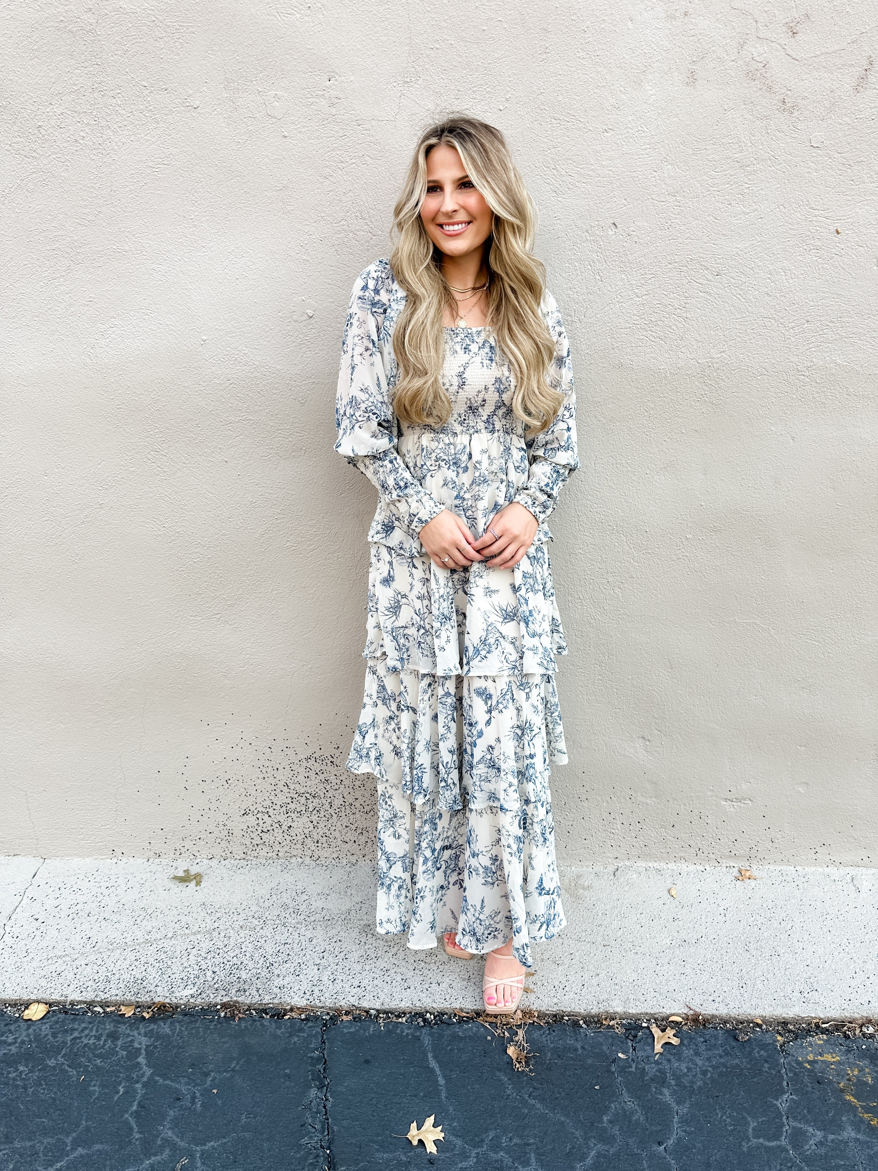 Tiered Floral Ruffle Midi Dress