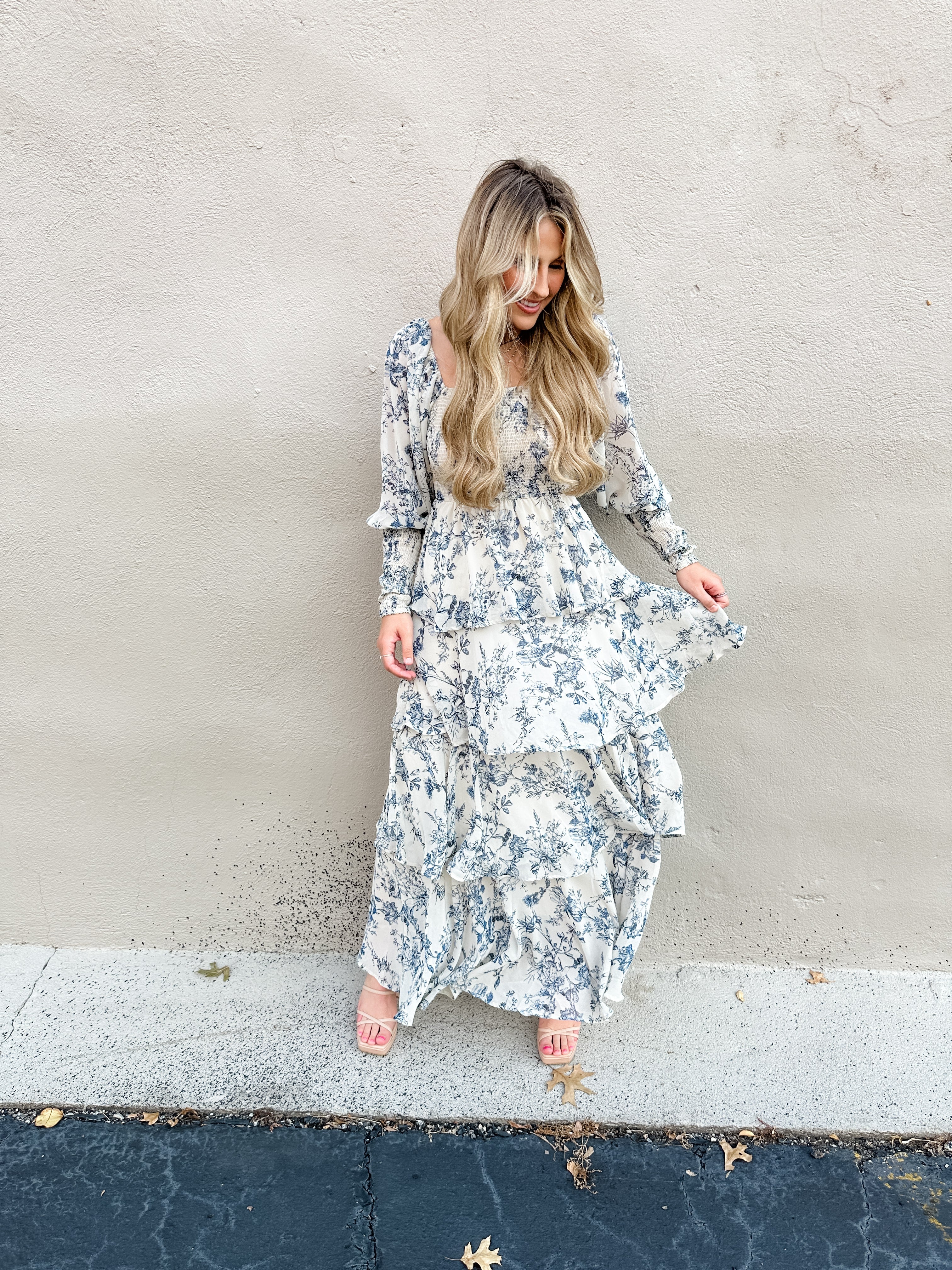 Tiered Floral Ruffle Midi Dress